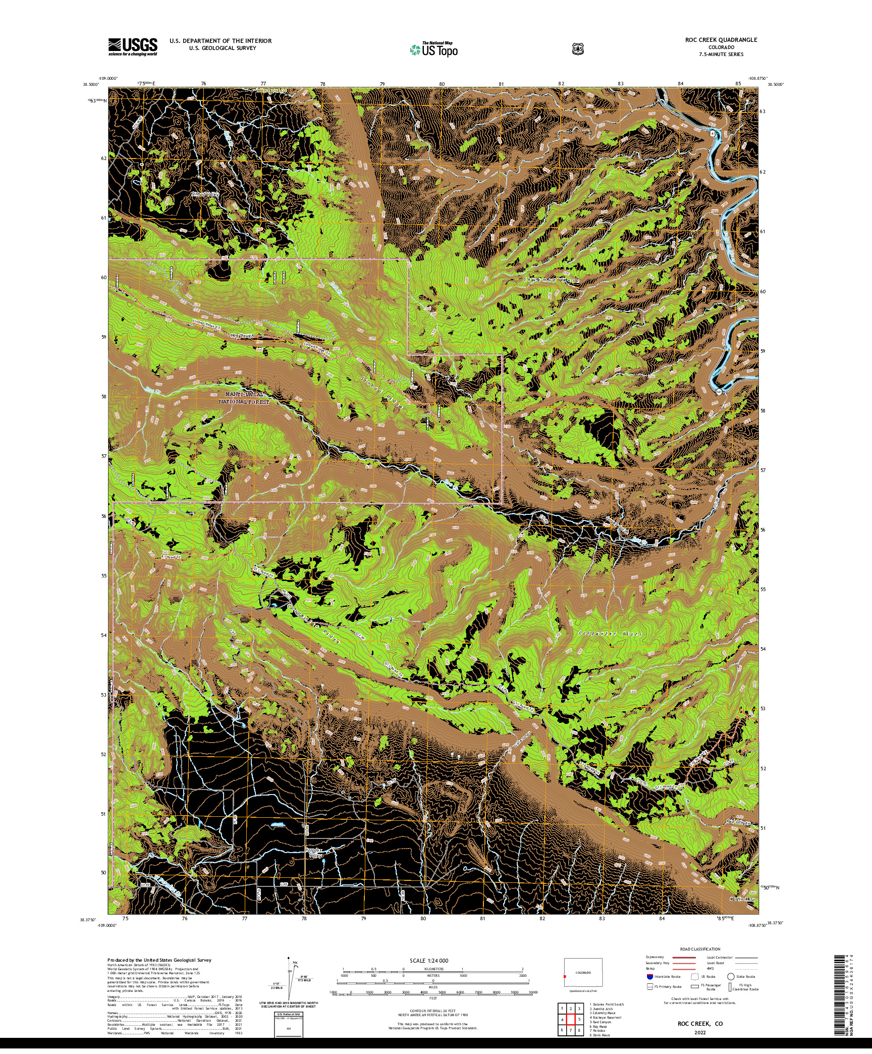 US TOPO 7.5-MINUTE MAP FOR ROC CREEK, CO