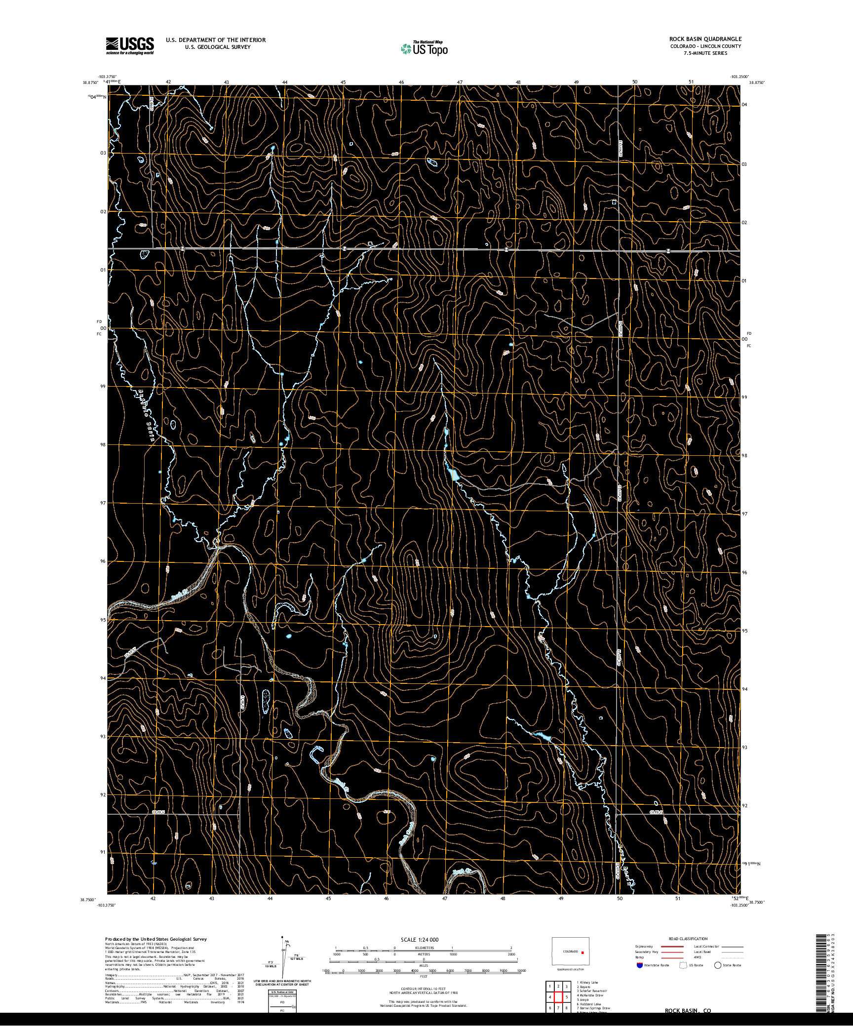 US TOPO 7.5-MINUTE MAP FOR ROCK BASIN, CO