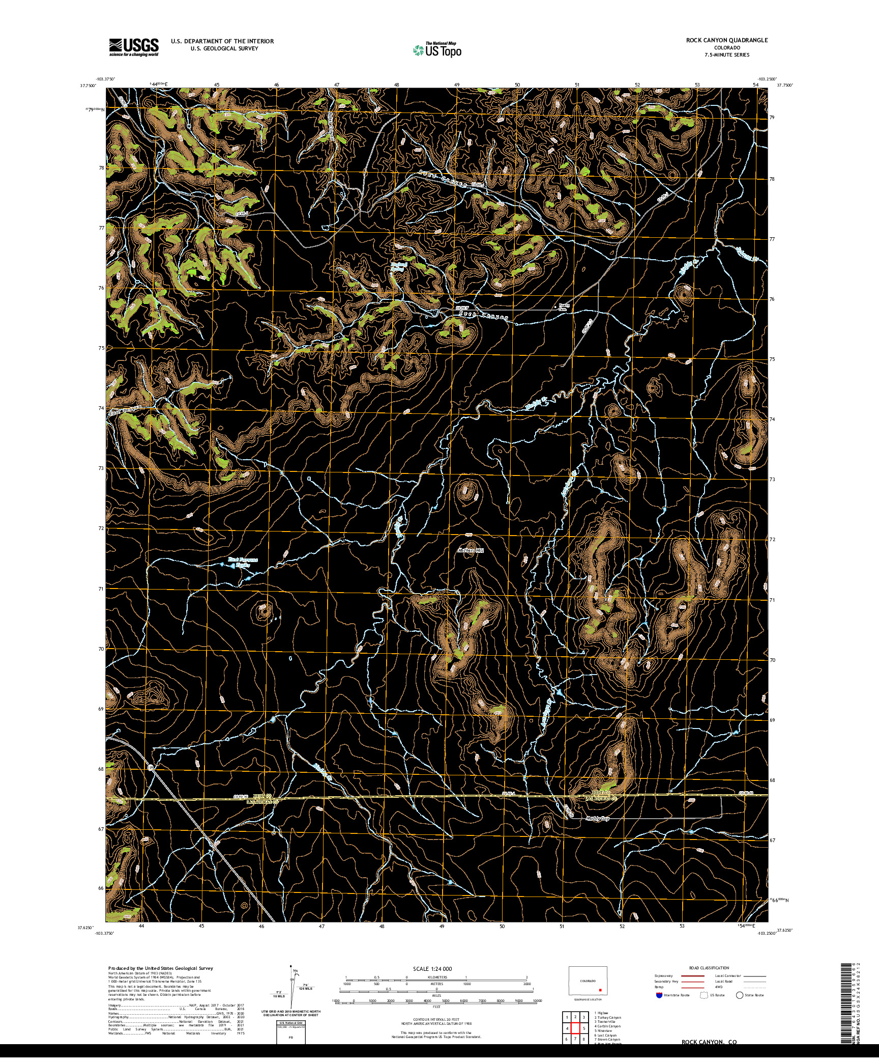 US TOPO 7.5-MINUTE MAP FOR ROCK CANYON, CO