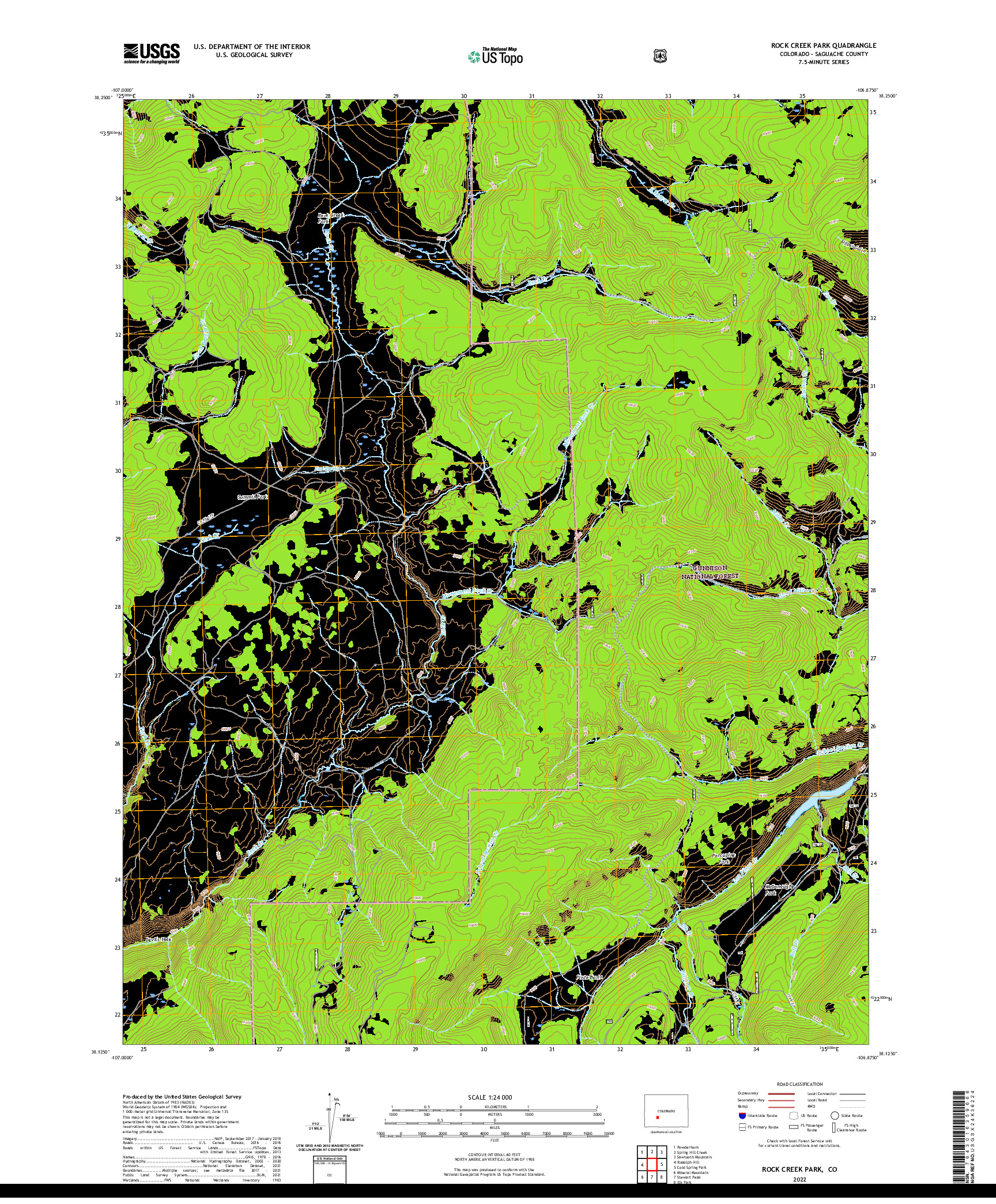 US TOPO 7.5-MINUTE MAP FOR ROCK CREEK PARK, CO