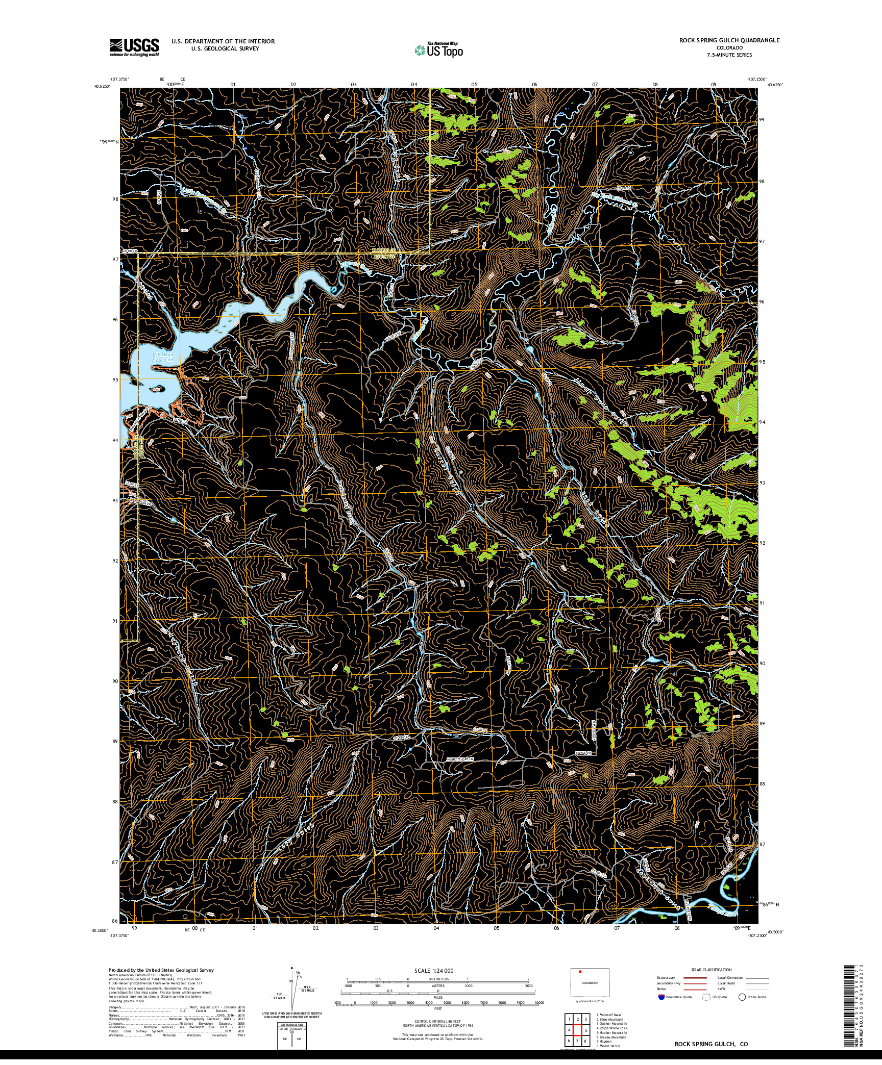 US TOPO 7.5-MINUTE MAP FOR ROCK SPRING GULCH, CO