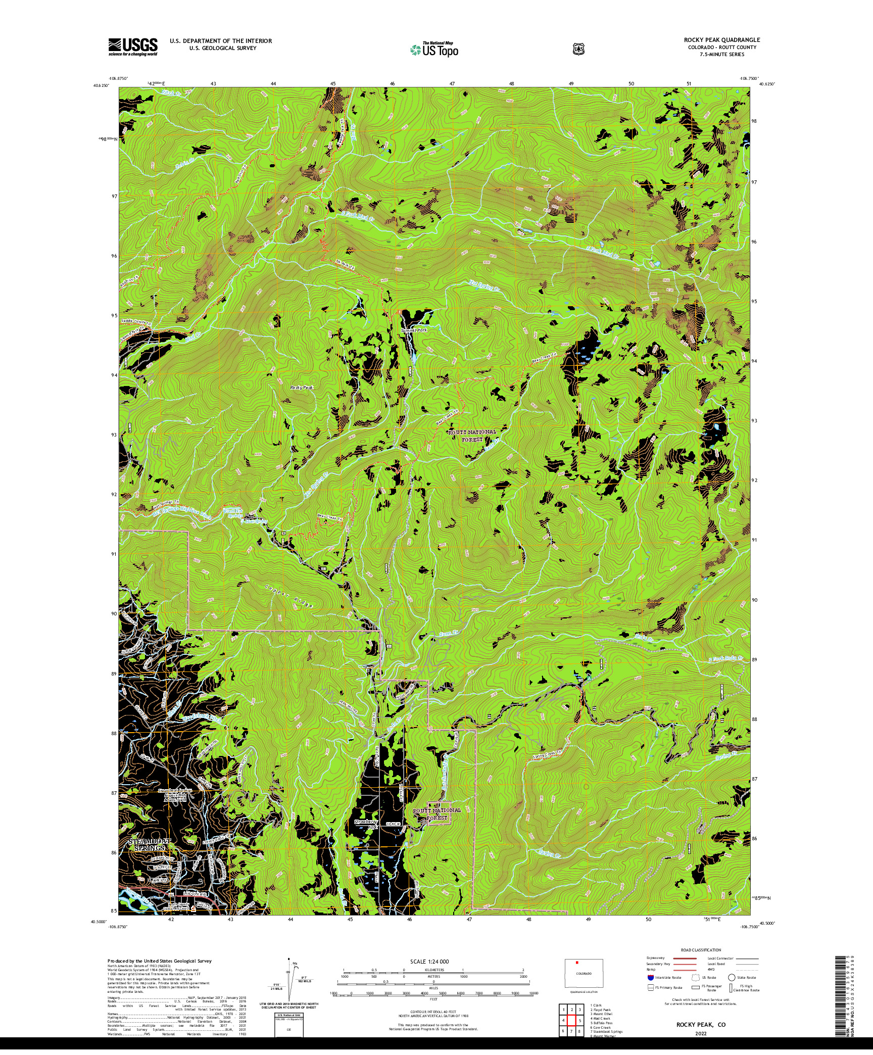 US TOPO 7.5-MINUTE MAP FOR ROCKY PEAK, CO