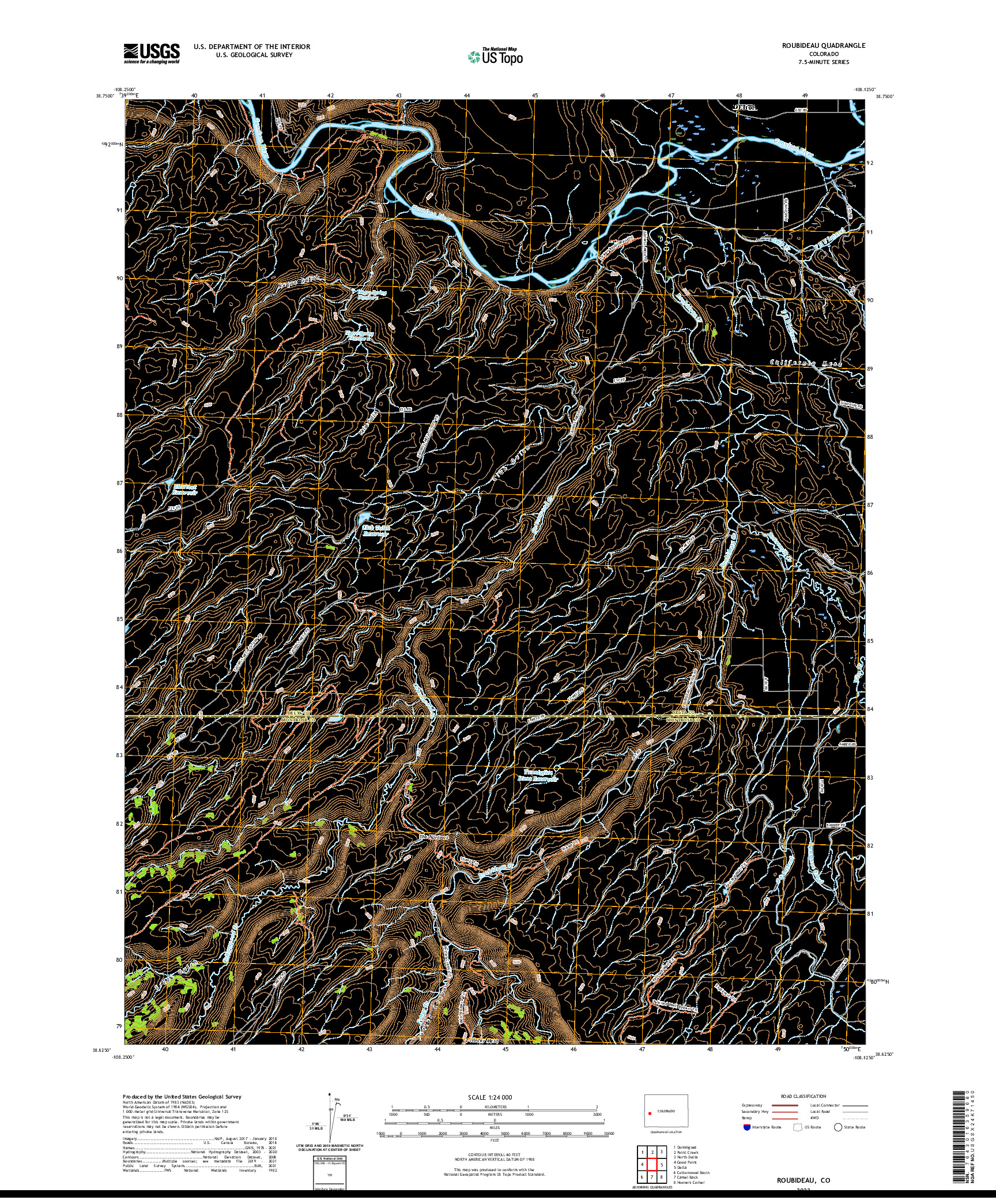 US TOPO 7.5-MINUTE MAP FOR ROUBIDEAU, CO