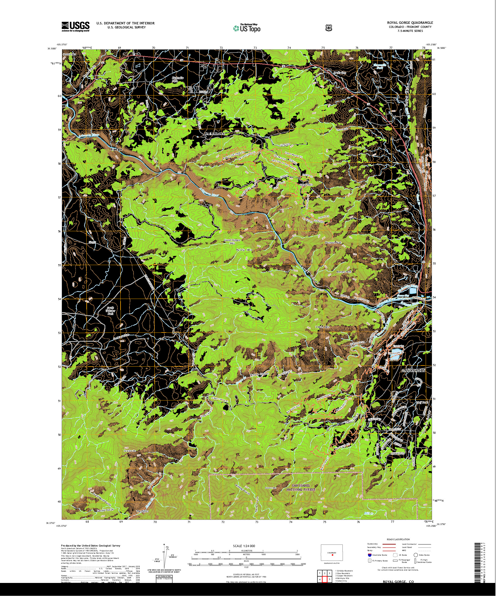 US TOPO 7.5-MINUTE MAP FOR ROYAL GORGE, CO