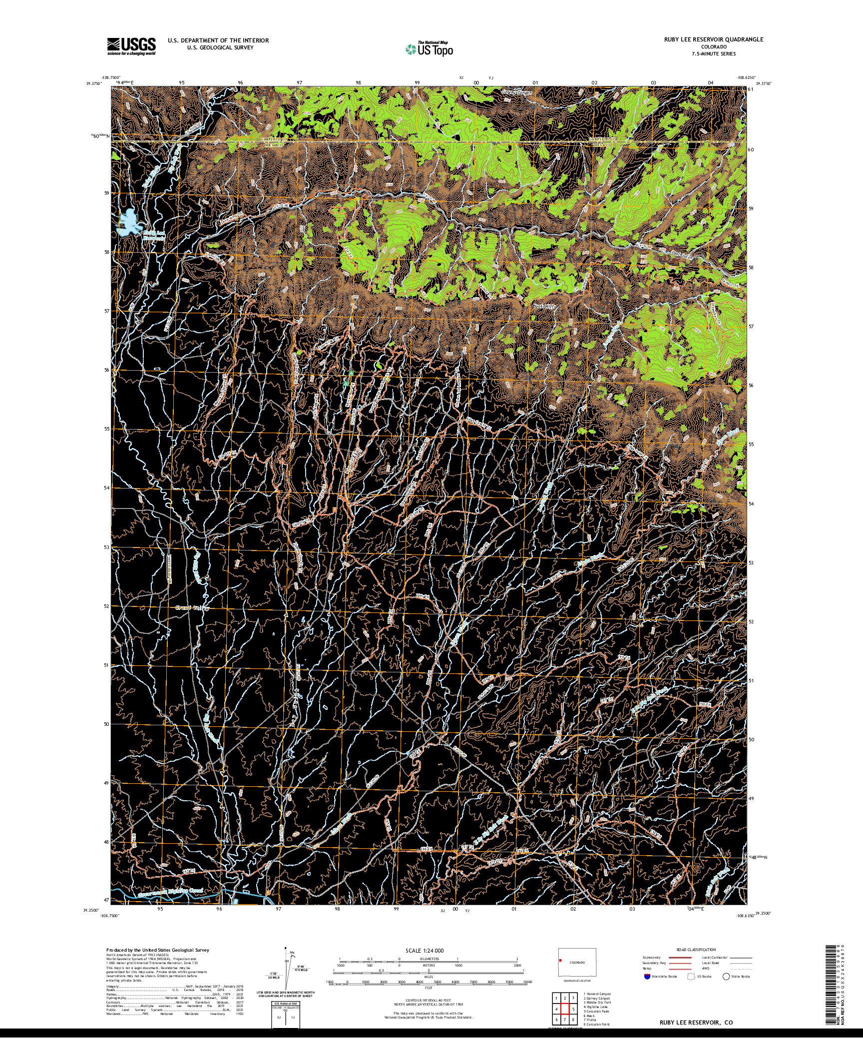 US TOPO 7.5-MINUTE MAP FOR RUBY LEE RESERVOIR, CO