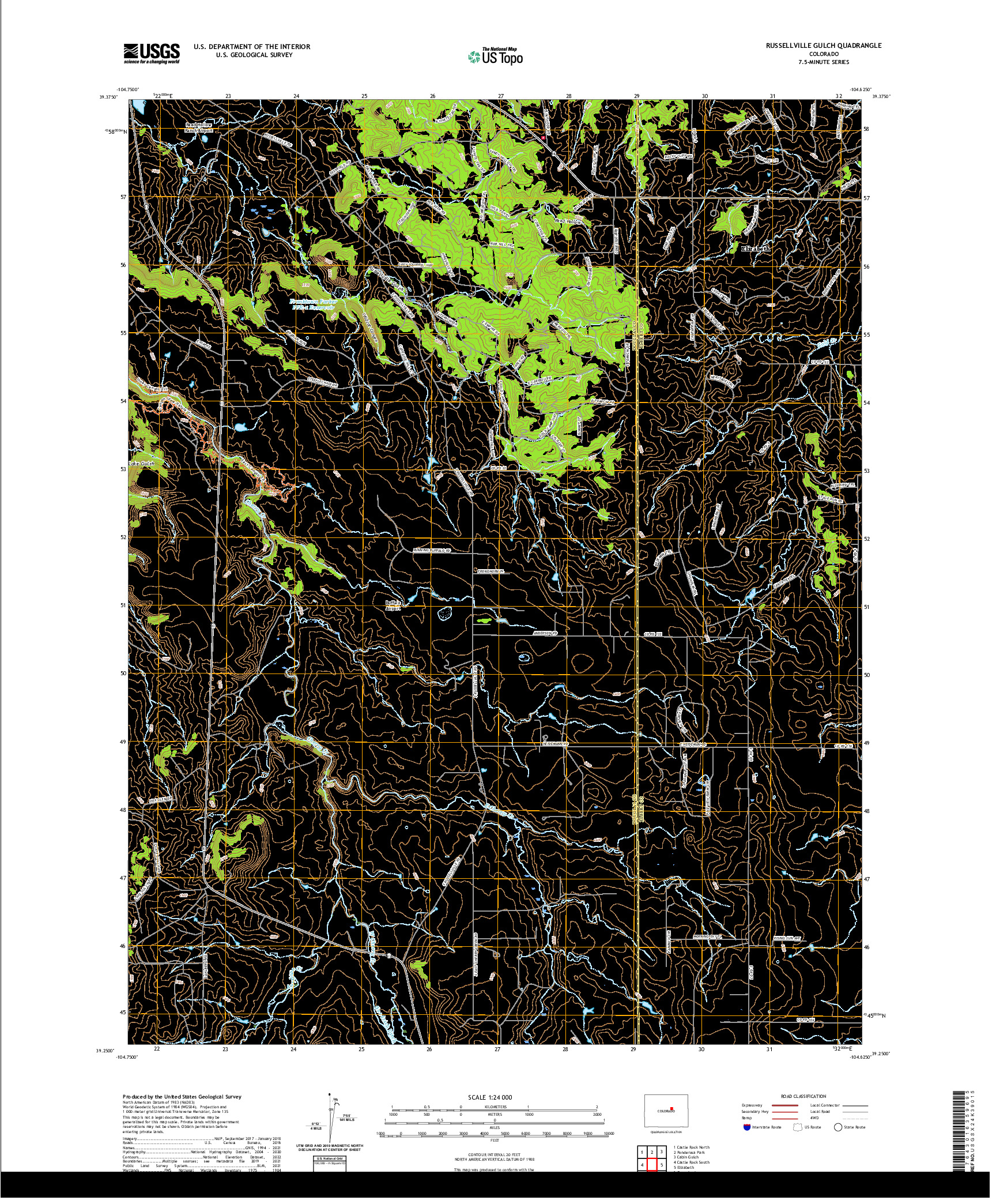 US TOPO 7.5-MINUTE MAP FOR RUSSELLVILLE GULCH, CO