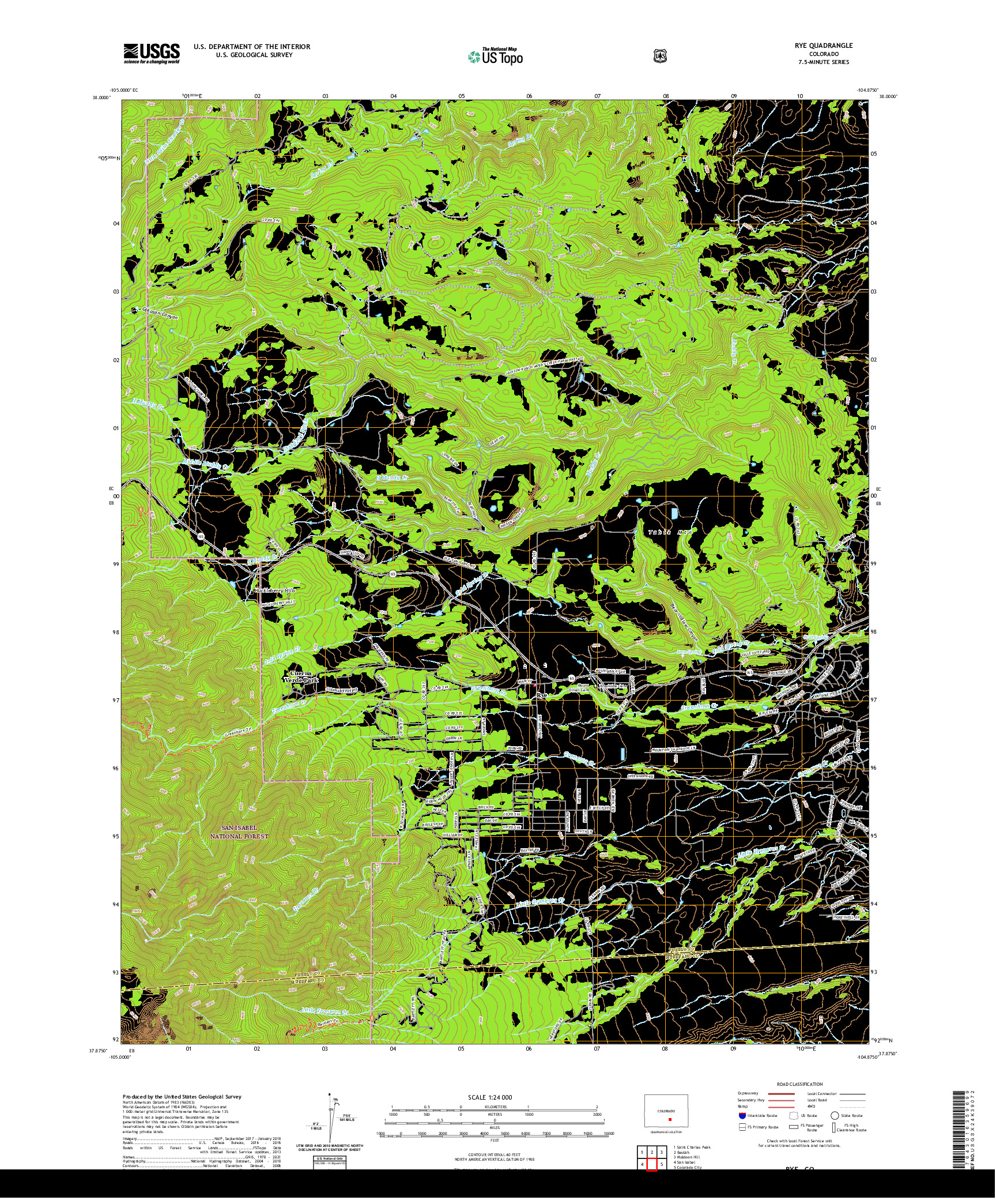 US TOPO 7.5-MINUTE MAP FOR RYE, CO