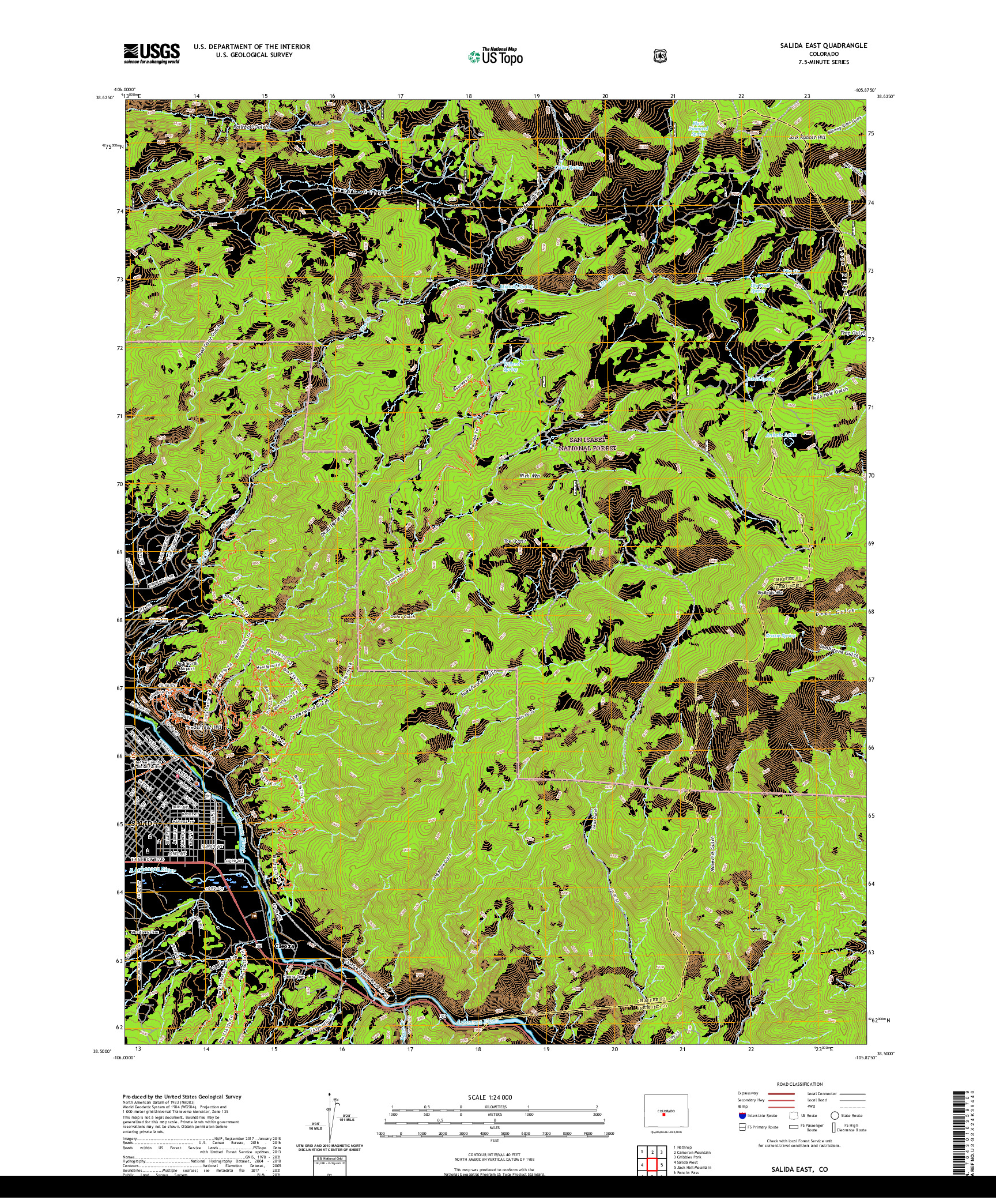 US TOPO 7.5-MINUTE MAP FOR SALIDA EAST, CO