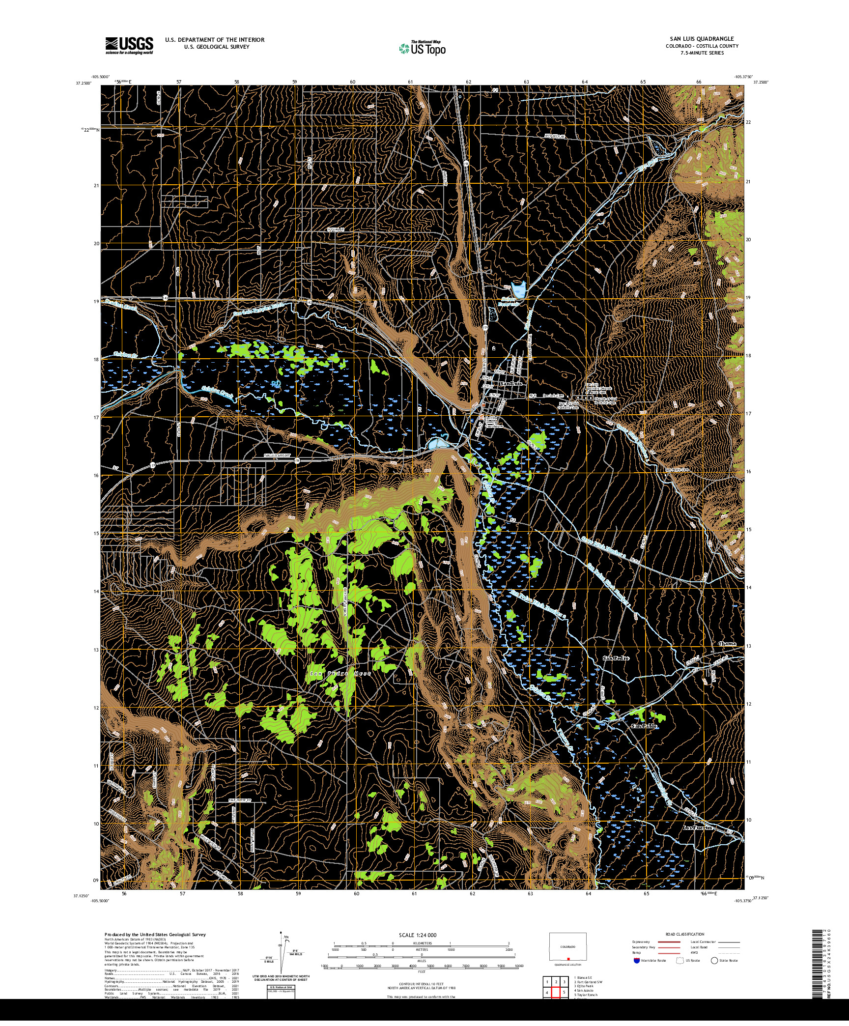 US TOPO 7.5-MINUTE MAP FOR SAN LUIS, CO