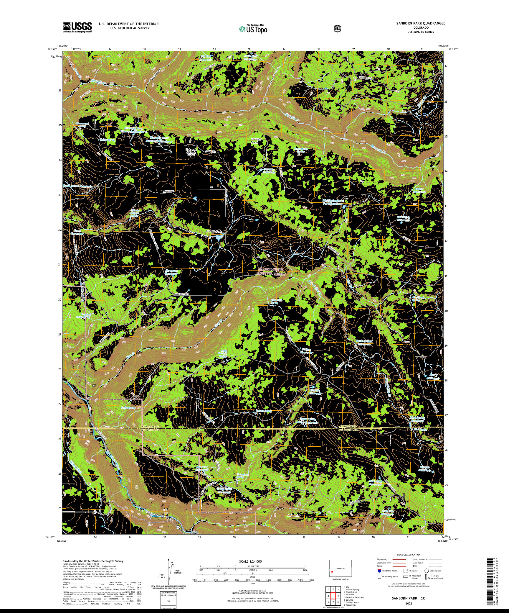 US TOPO 7.5-MINUTE MAP FOR SANBORN PARK, CO