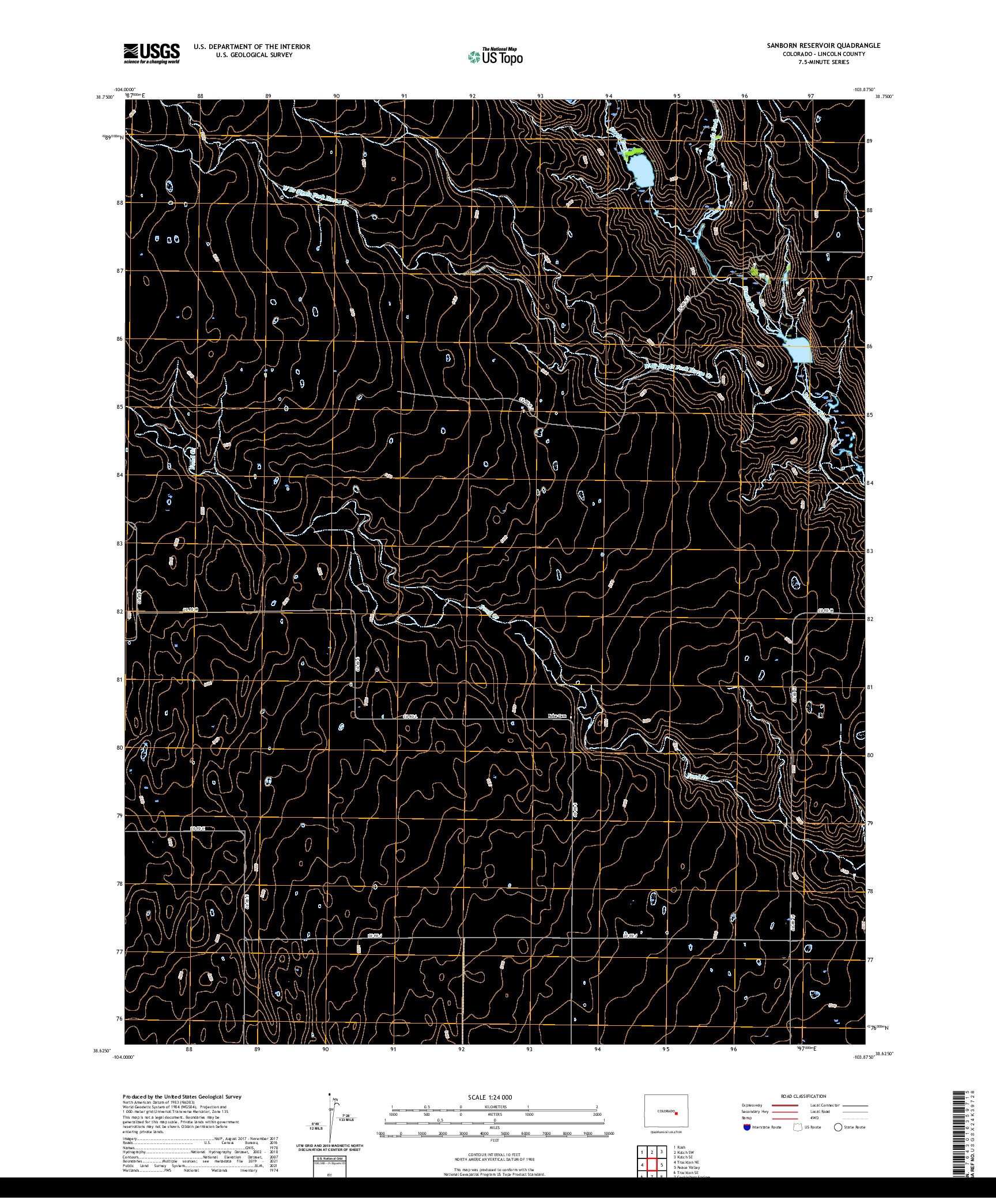 US TOPO 7.5-MINUTE MAP FOR SANBORN RESERVOIR, CO