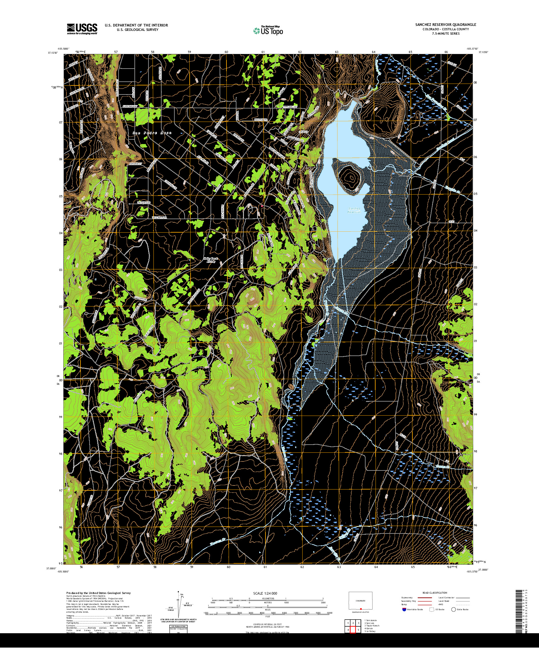 US TOPO 7.5-MINUTE MAP FOR SANCHEZ RESERVOIR, CO