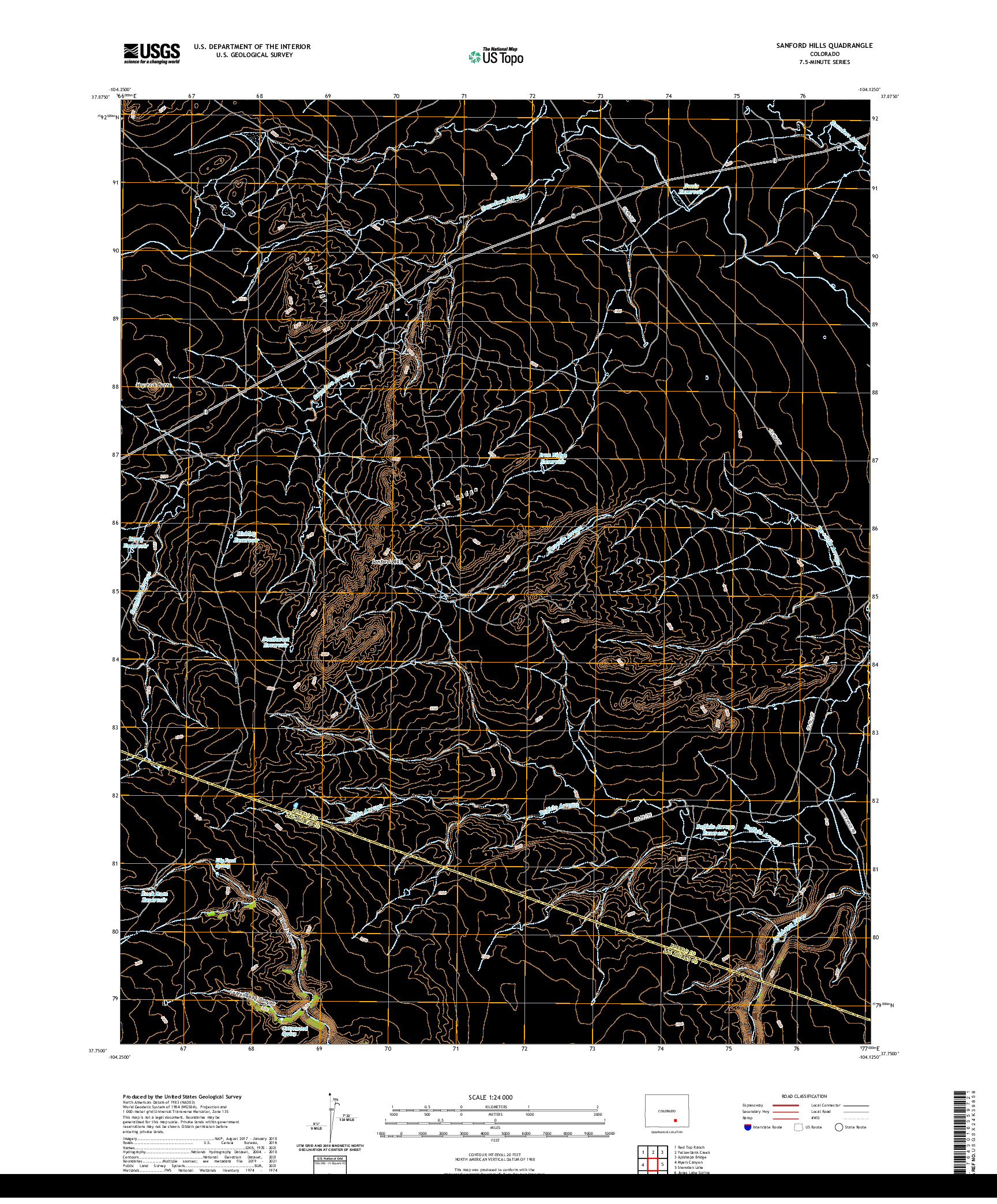 US TOPO 7.5-MINUTE MAP FOR SANFORD HILLS, CO