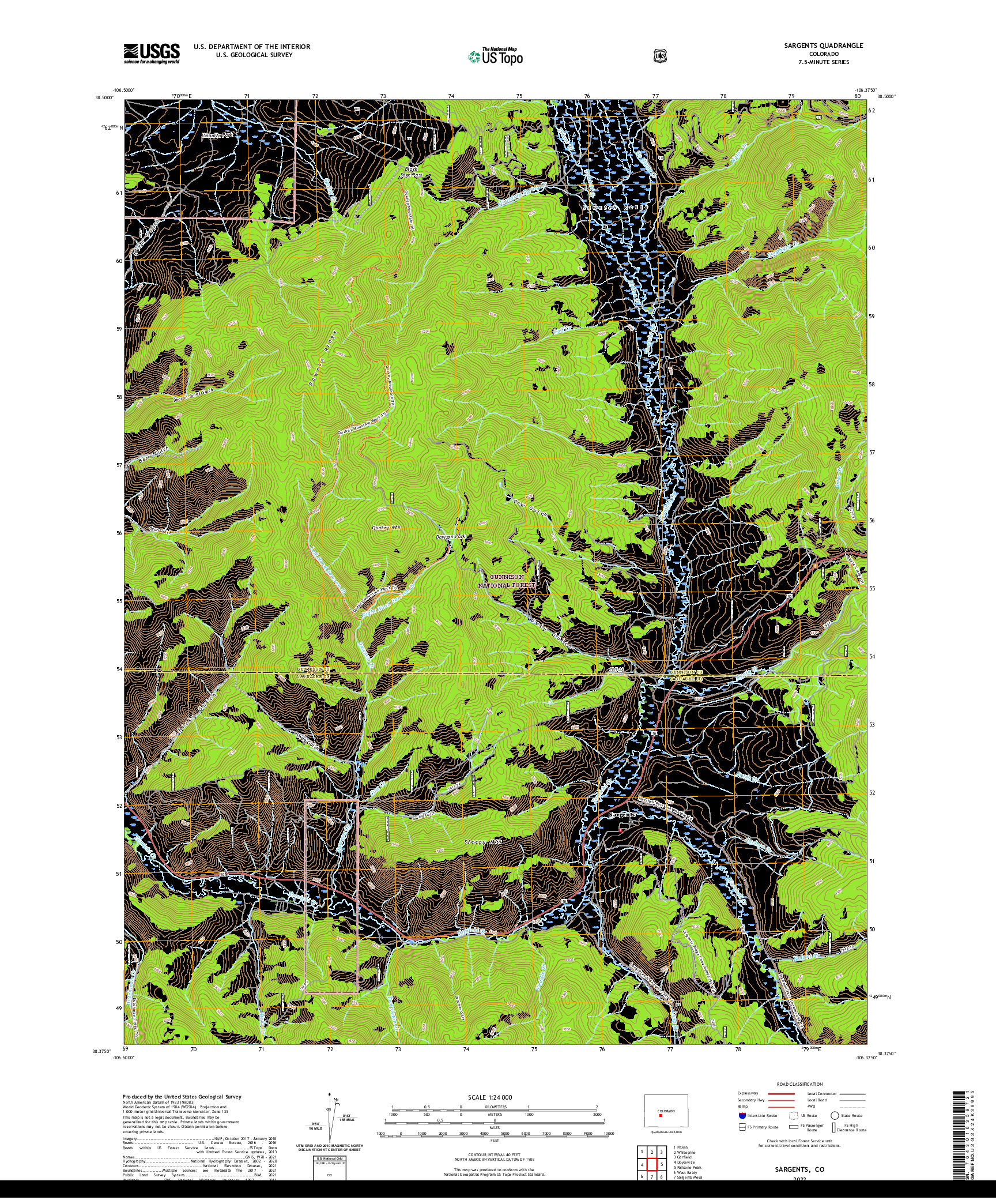 US TOPO 7.5-MINUTE MAP FOR SARGENTS, CO