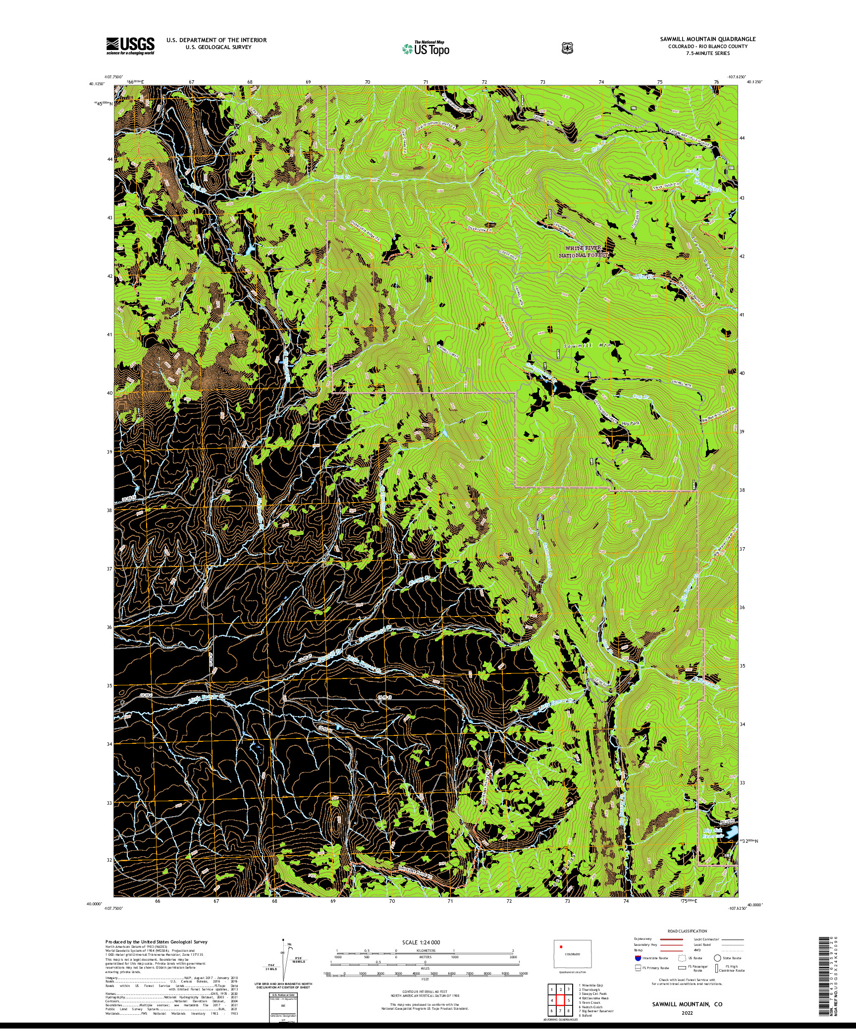 US TOPO 7.5-MINUTE MAP FOR SAWMILL MOUNTAIN, CO