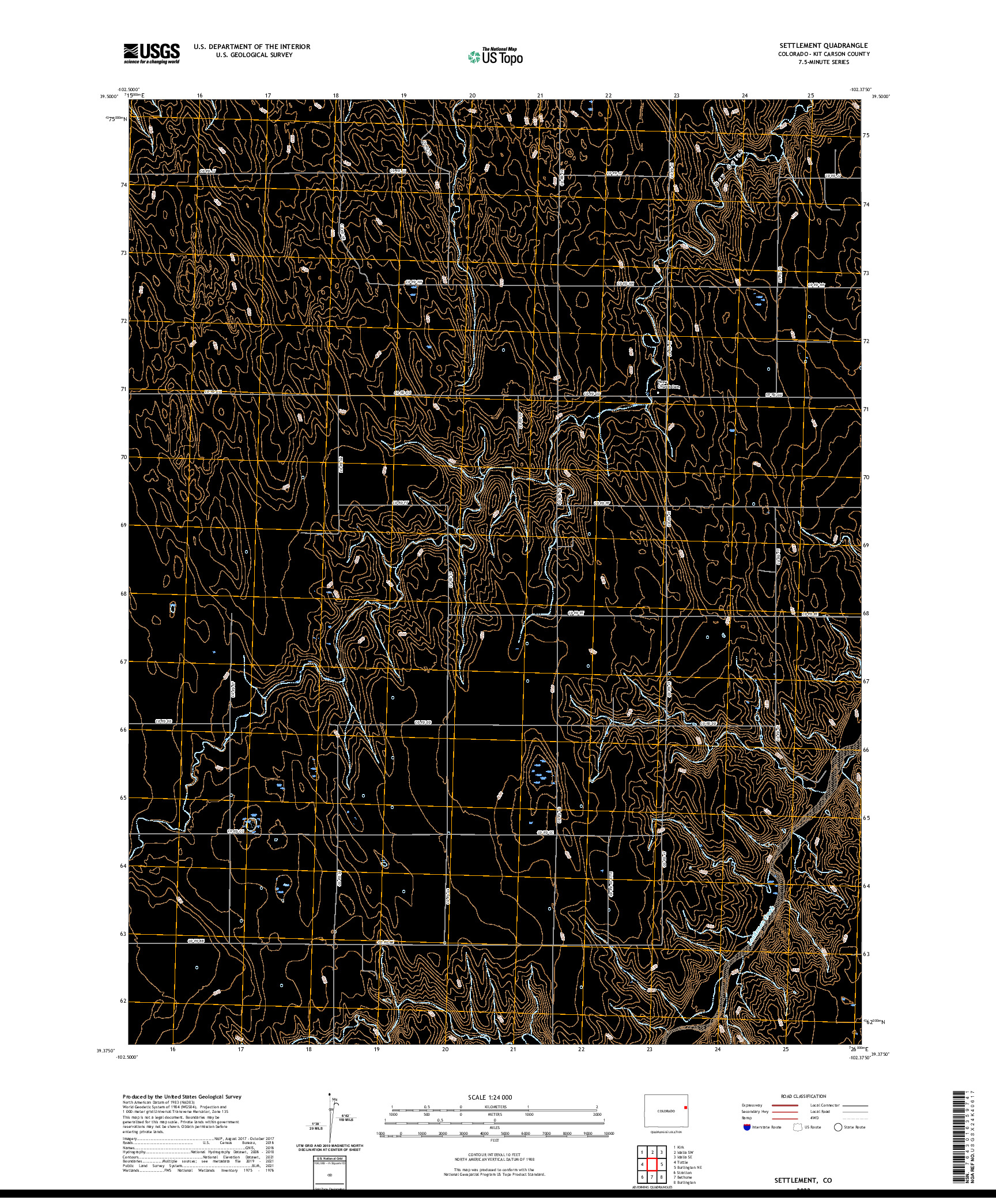 US TOPO 7.5-MINUTE MAP FOR SETTLEMENT, CO