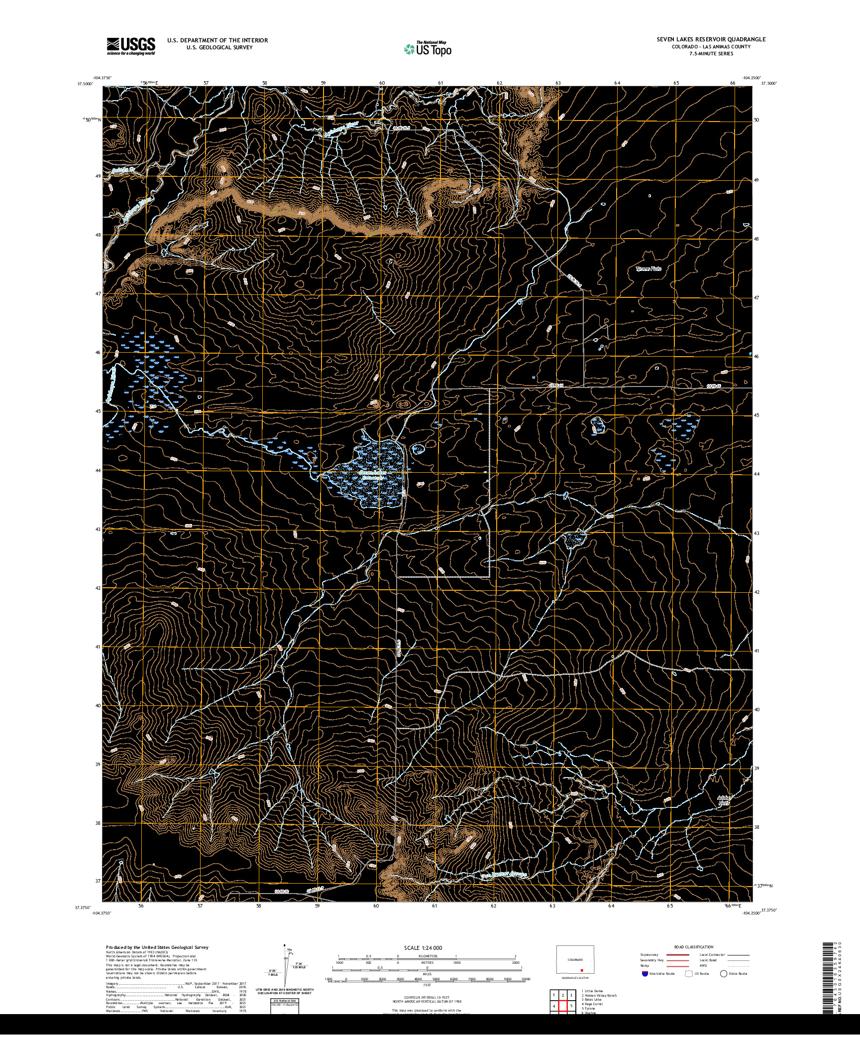 US TOPO 7.5-MINUTE MAP FOR SEVEN LAKES RESERVOIR, CO