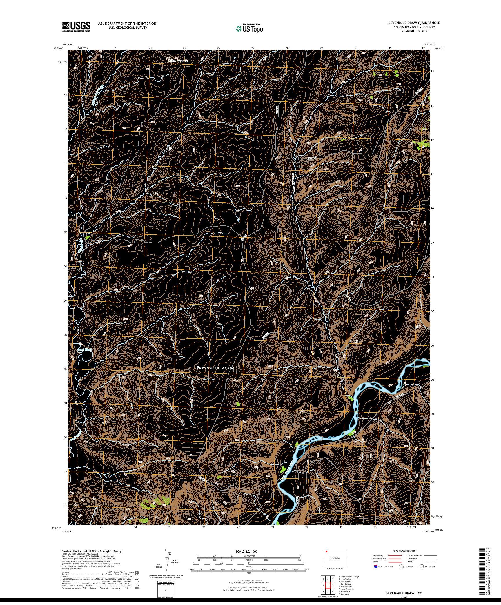 US TOPO 7.5-MINUTE MAP FOR SEVENMILE DRAW, CO