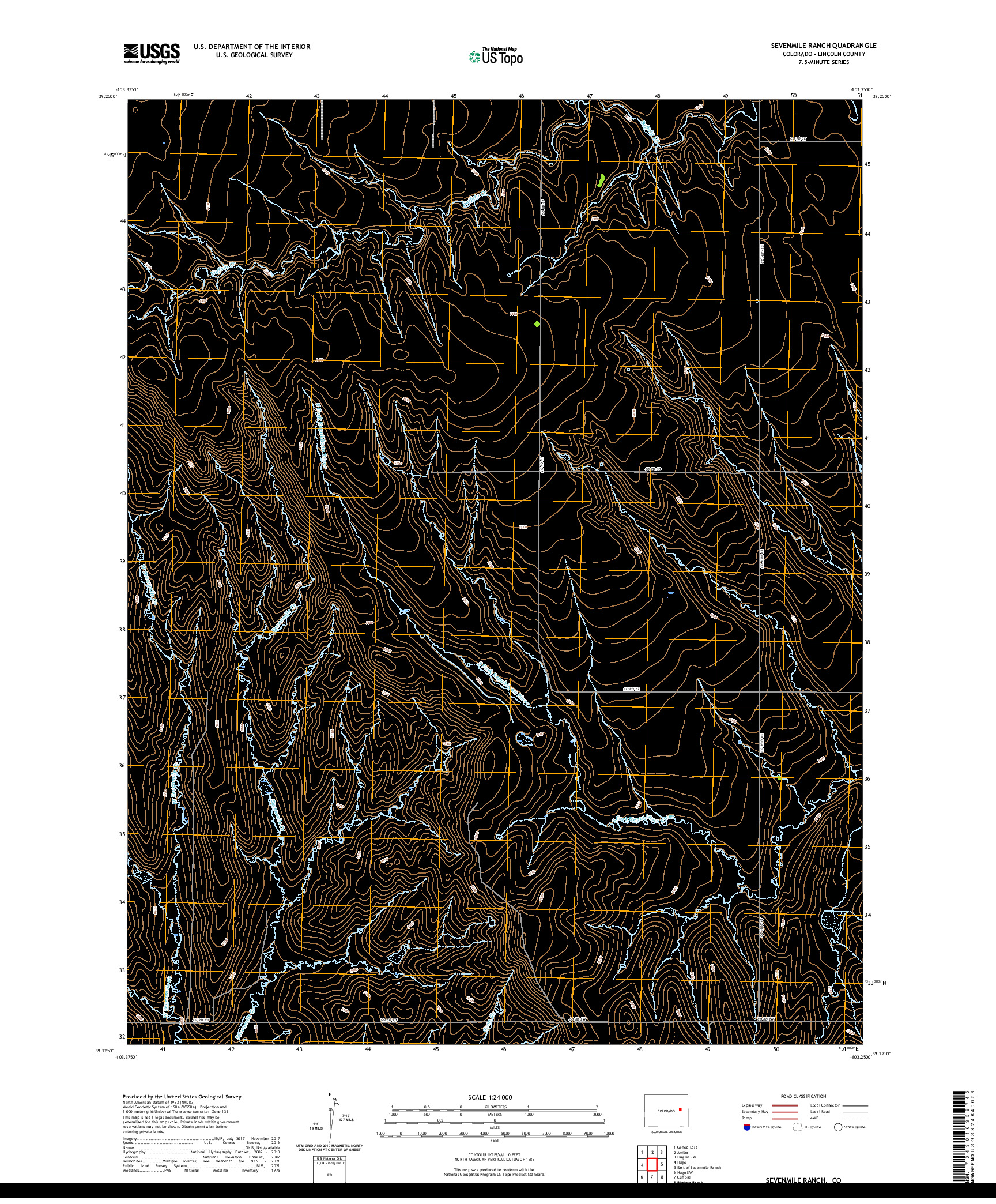 US TOPO 7.5-MINUTE MAP FOR SEVENMILE RANCH, CO