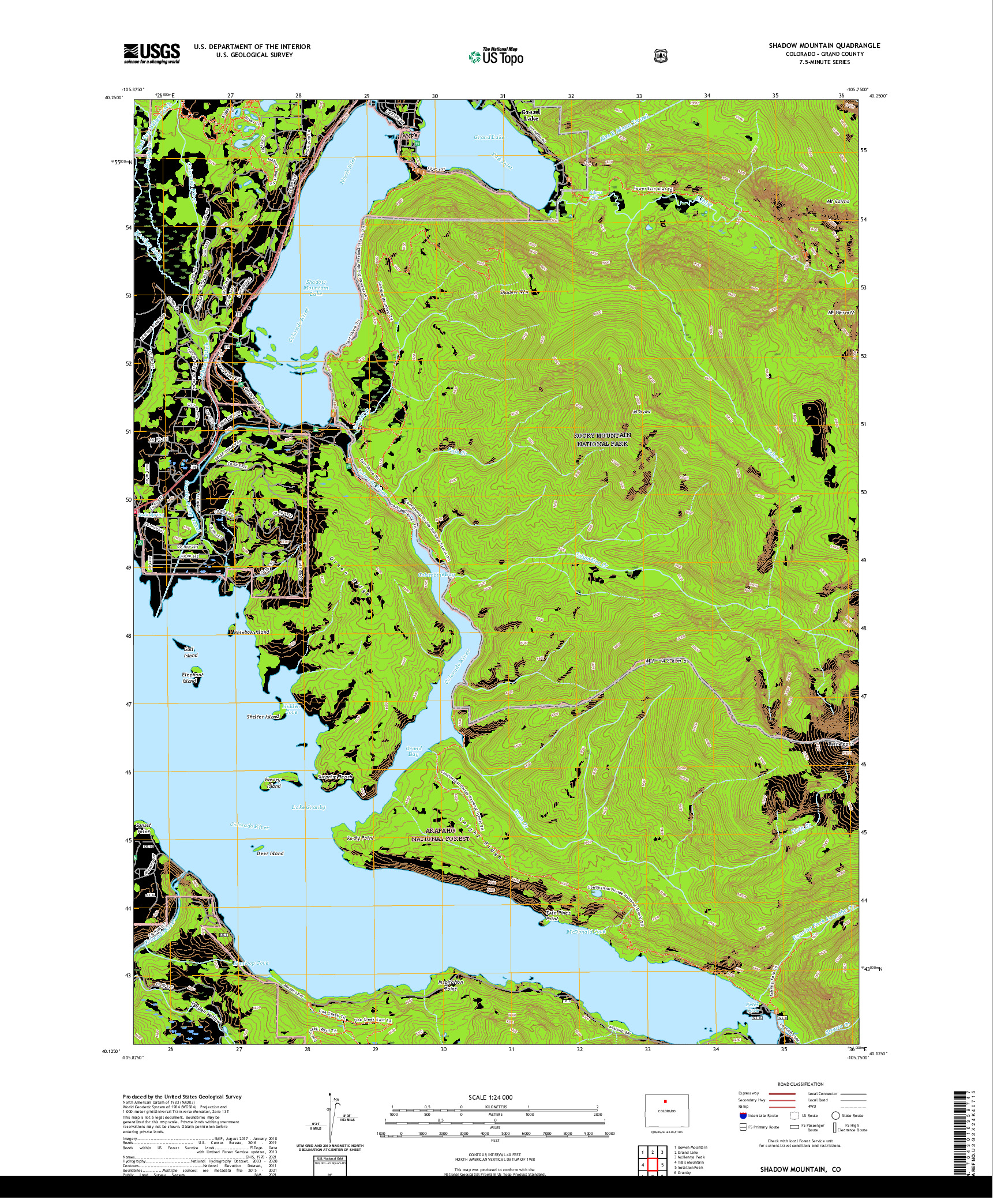 US TOPO 7.5-MINUTE MAP FOR SHADOW MOUNTAIN, CO