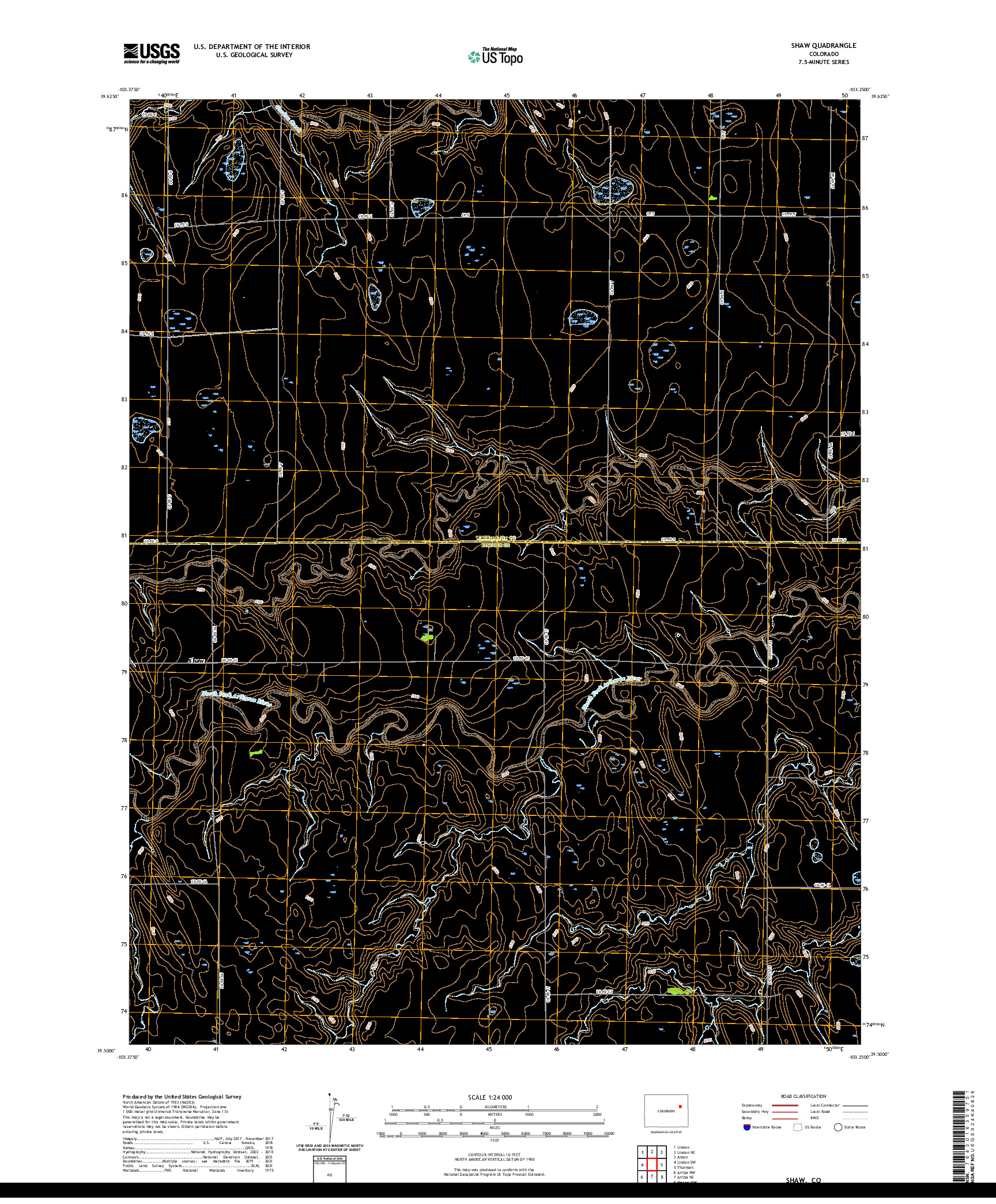 US TOPO 7.5-MINUTE MAP FOR SHAW, CO