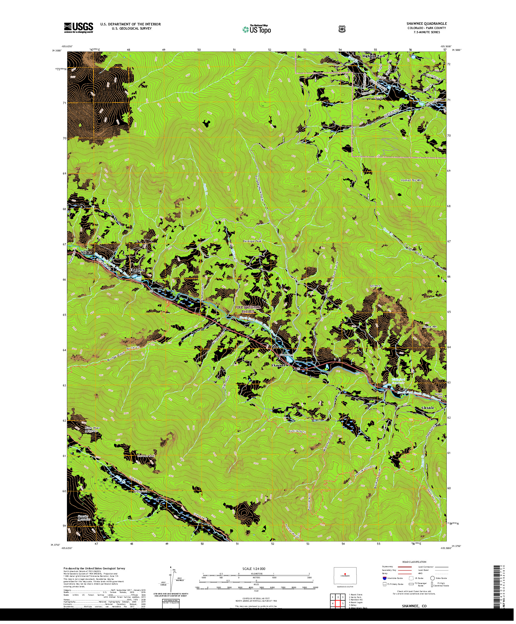 US TOPO 7.5-MINUTE MAP FOR SHAWNEE, CO