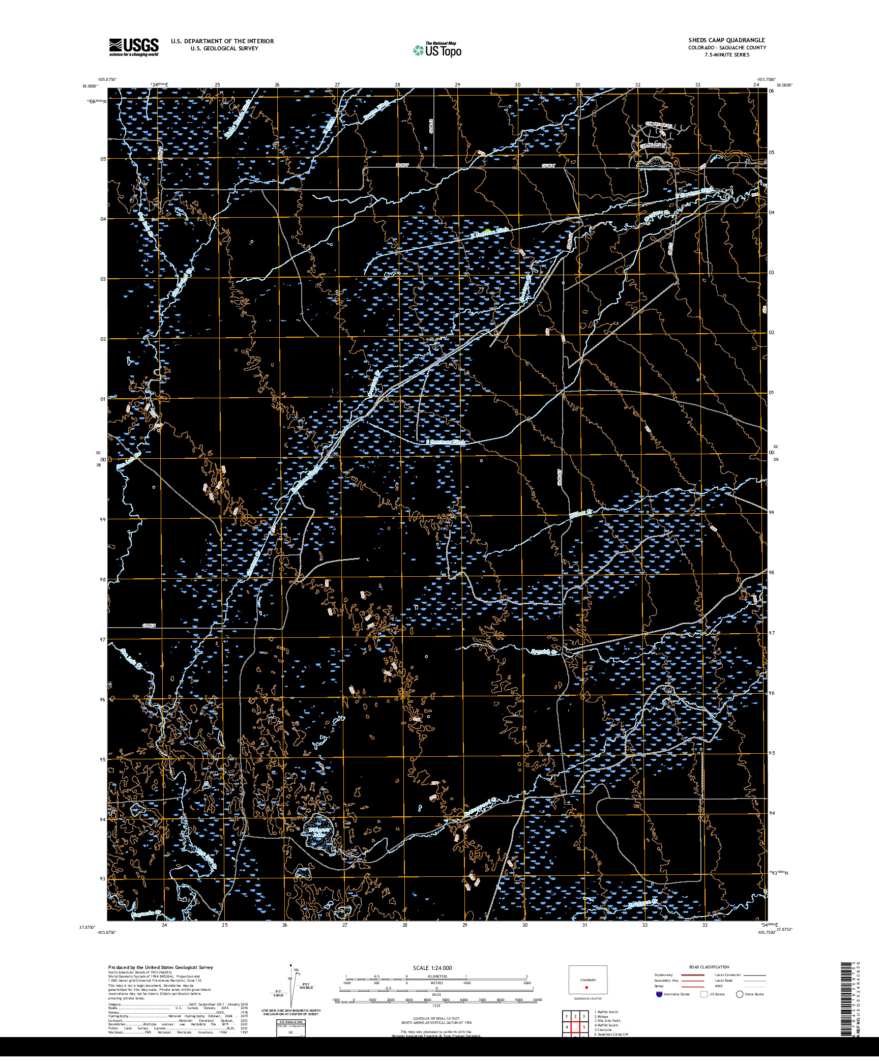 US TOPO 7.5-MINUTE MAP FOR SHEDS CAMP, CO