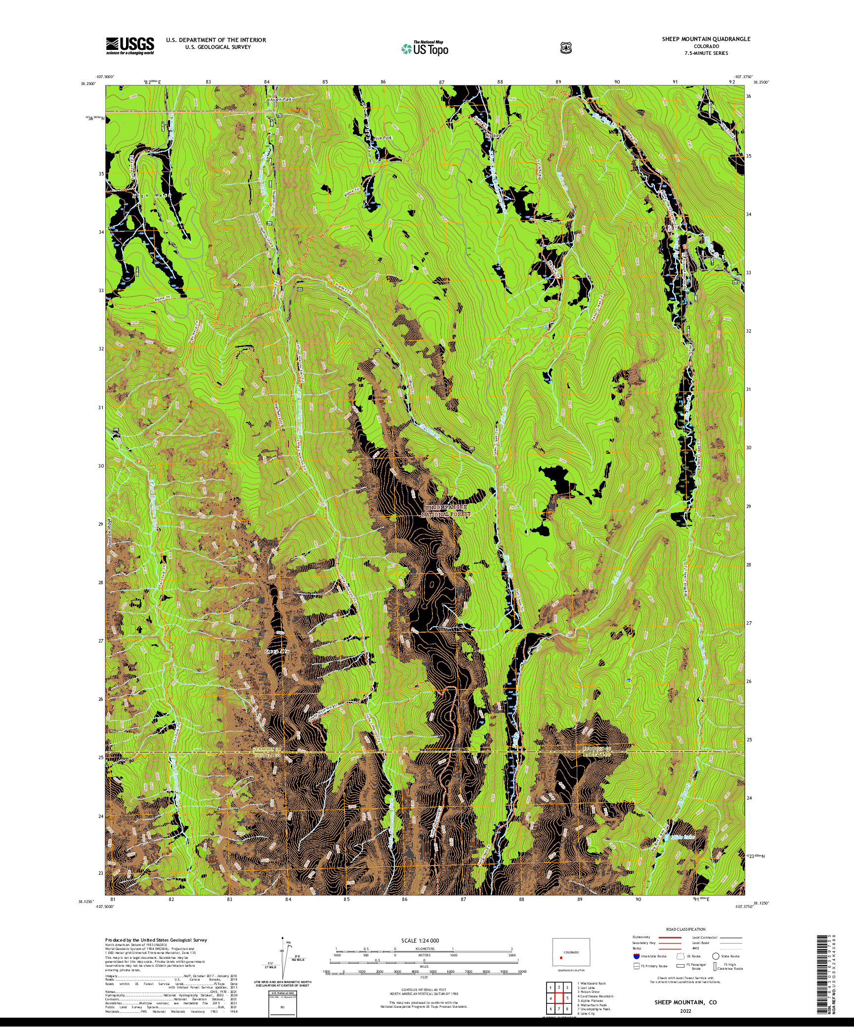 US TOPO 7.5-MINUTE MAP FOR SHEEP MOUNTAIN, CO