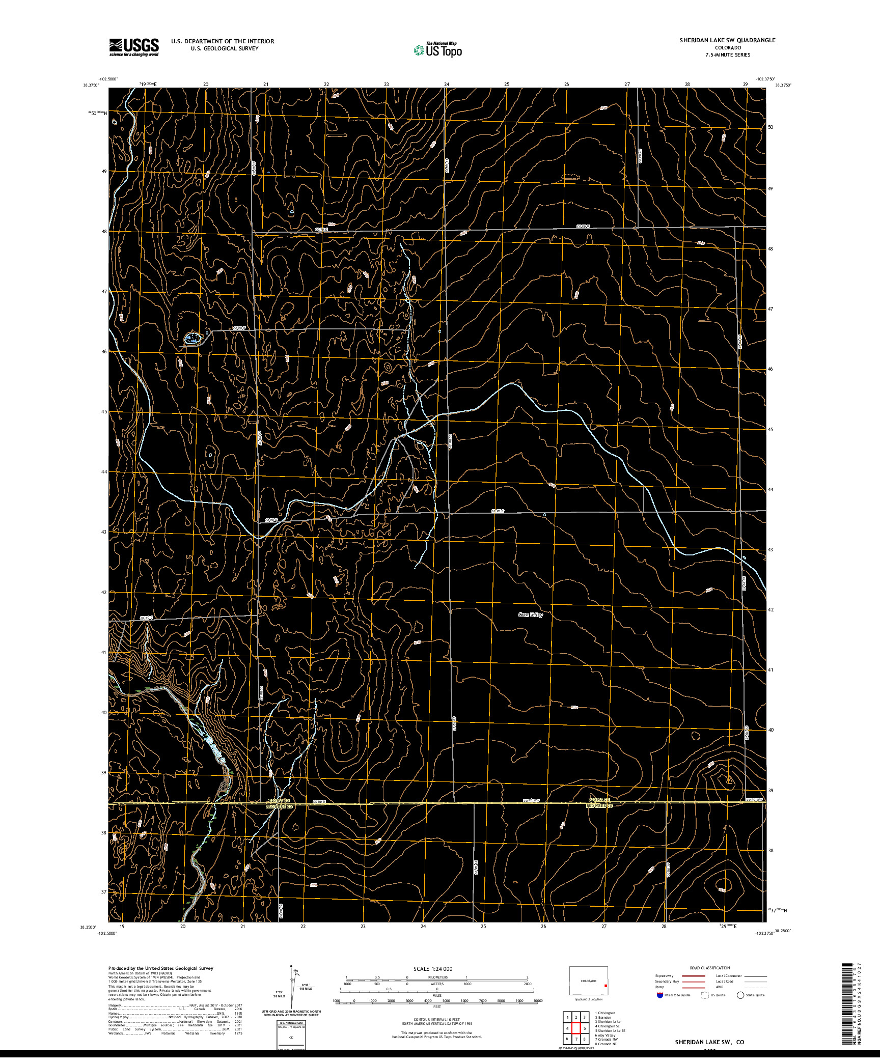 US TOPO 7.5-MINUTE MAP FOR SHERIDAN LAKE SW, CO