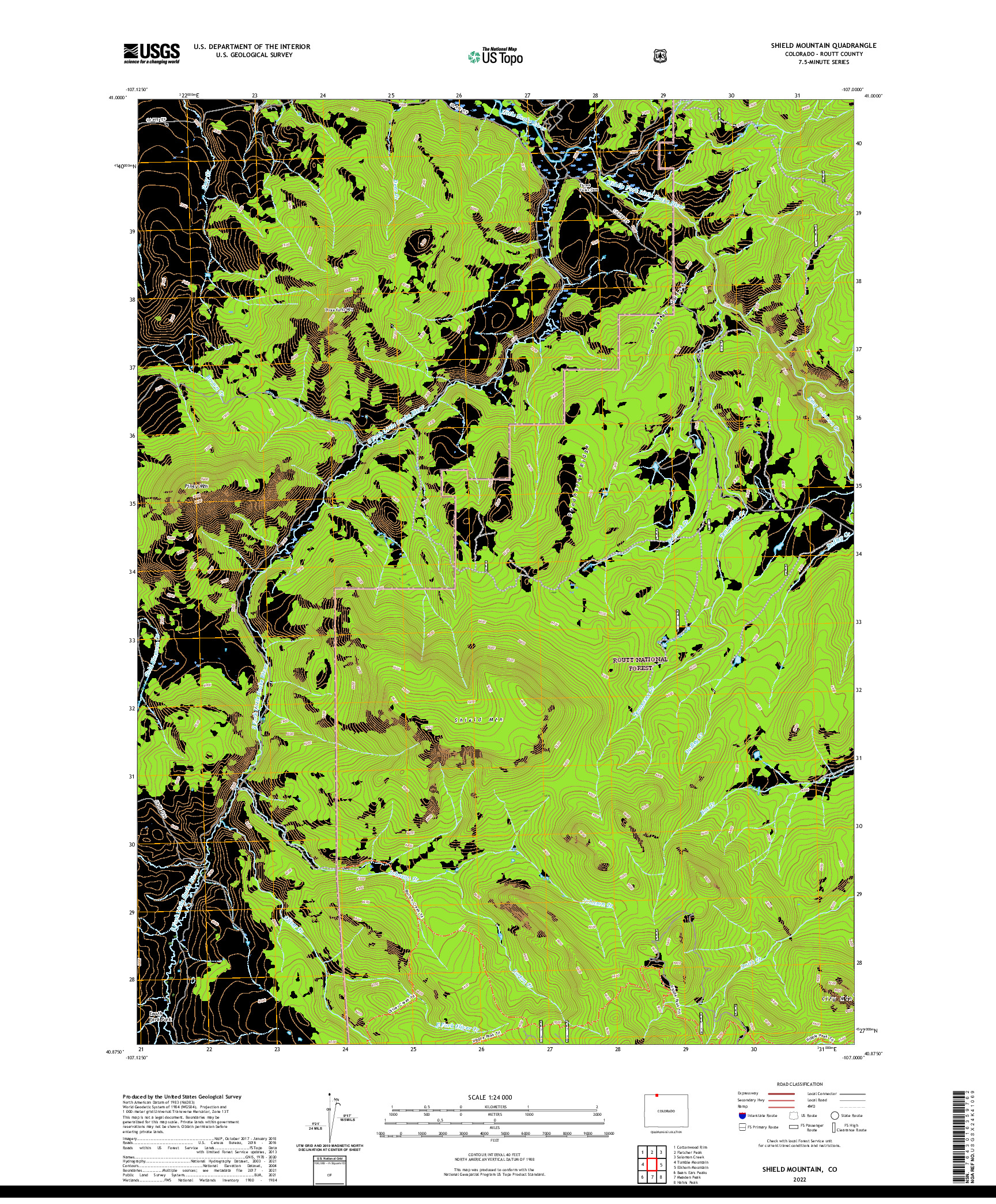 US TOPO 7.5-MINUTE MAP FOR SHIELD MOUNTAIN, CO