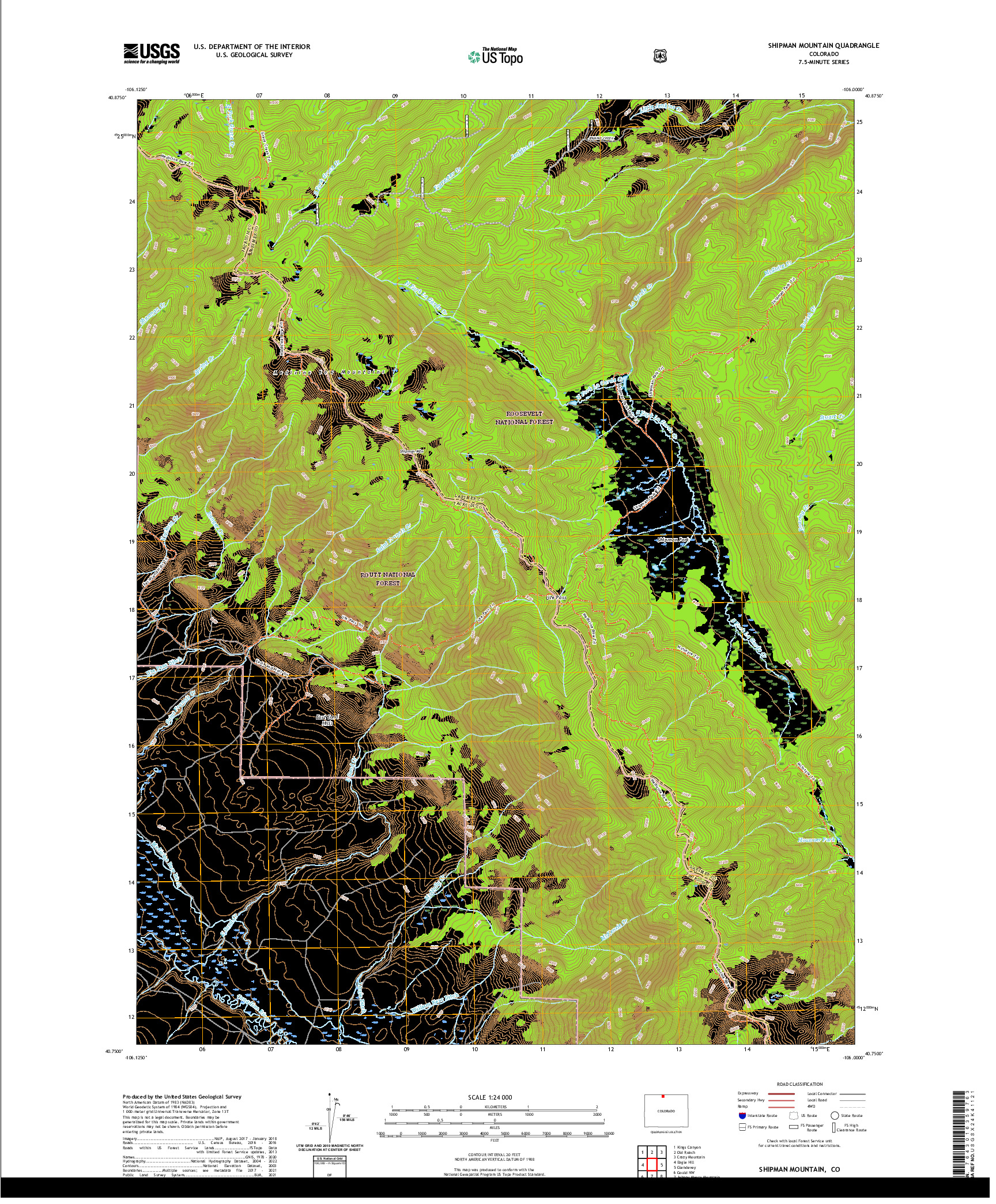 US TOPO 7.5-MINUTE MAP FOR SHIPMAN MOUNTAIN, CO