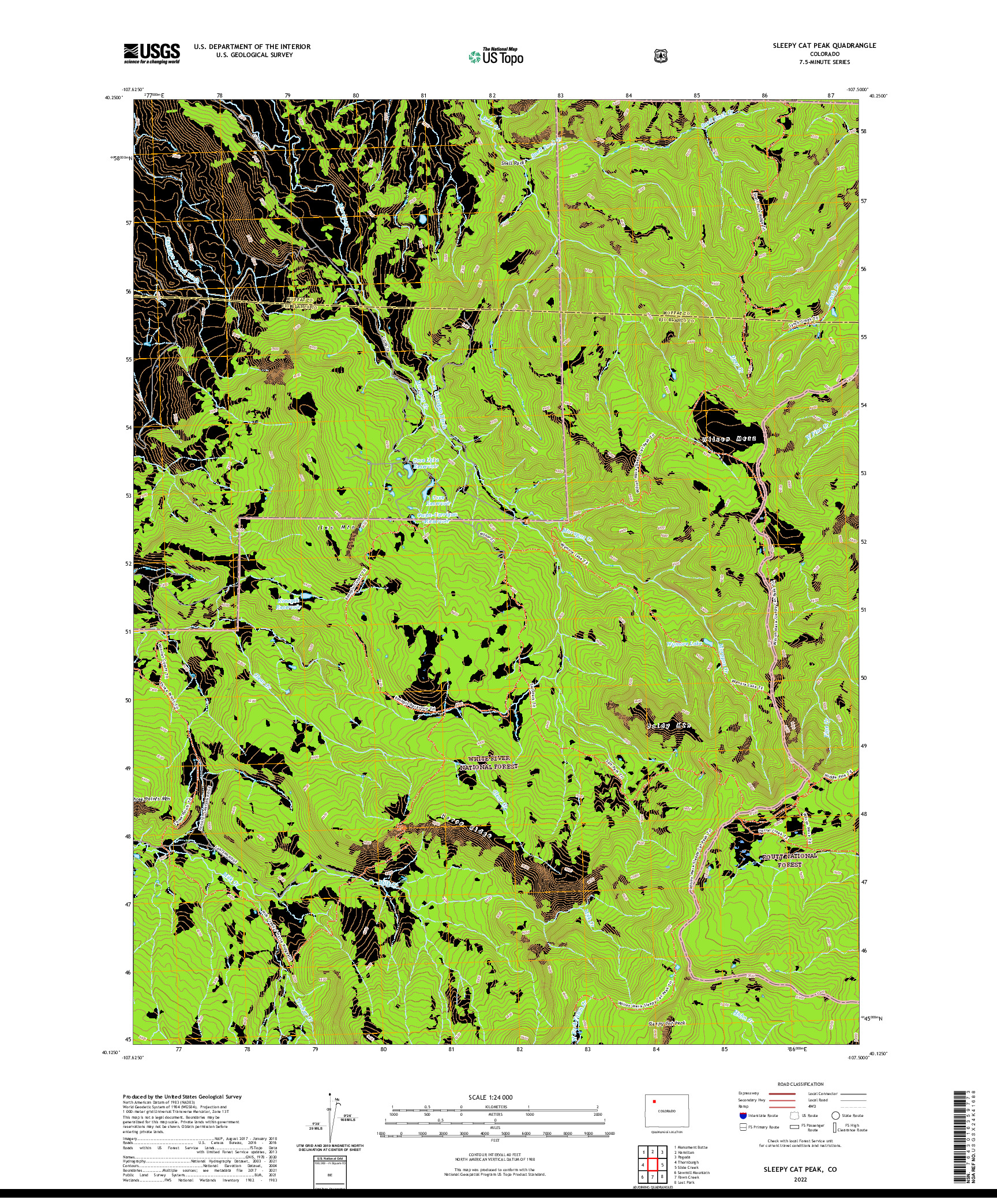 US TOPO 7.5-MINUTE MAP FOR SLEEPY CAT PEAK, CO