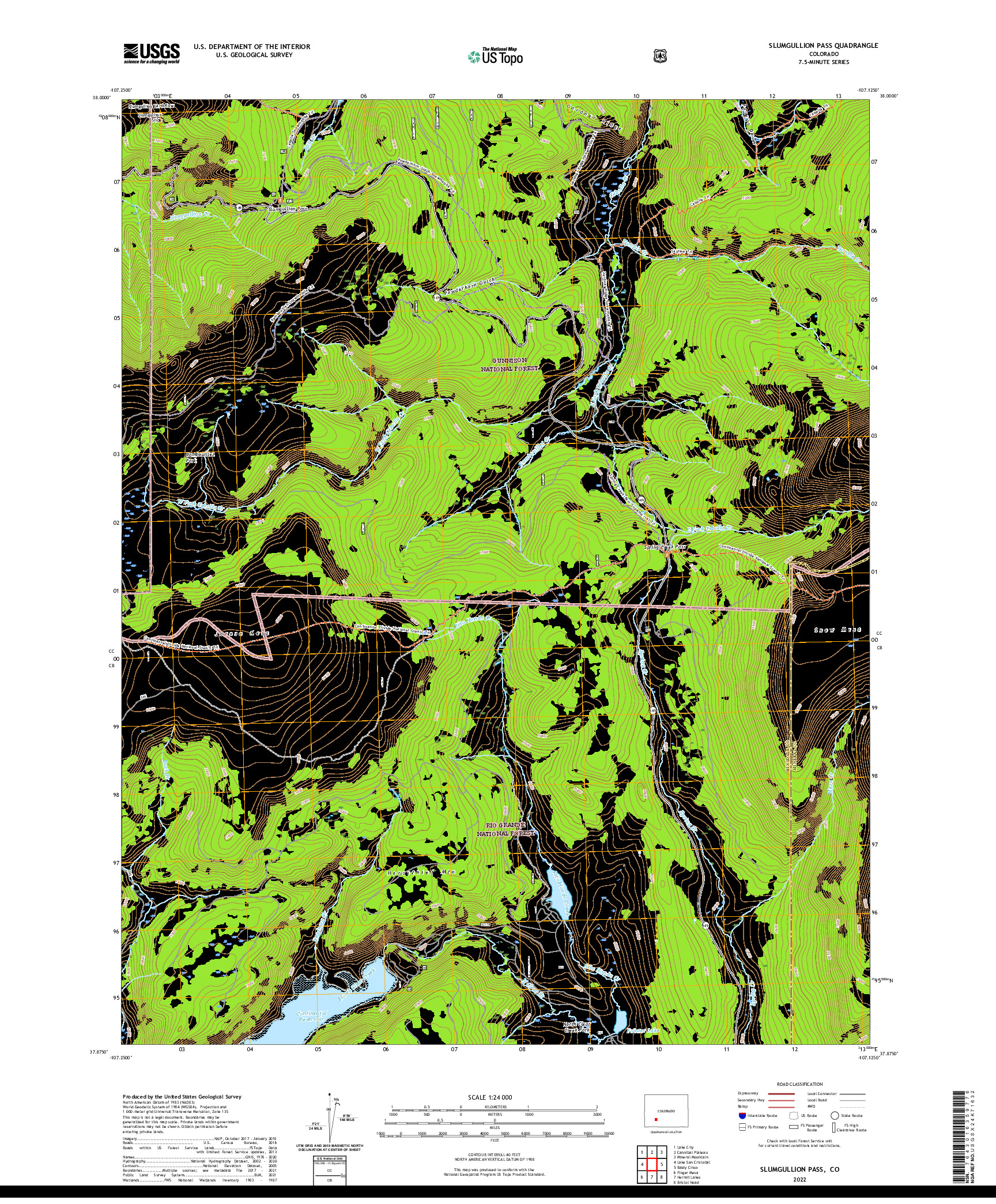 US TOPO 7.5-MINUTE MAP FOR SLUMGULLION PASS, CO