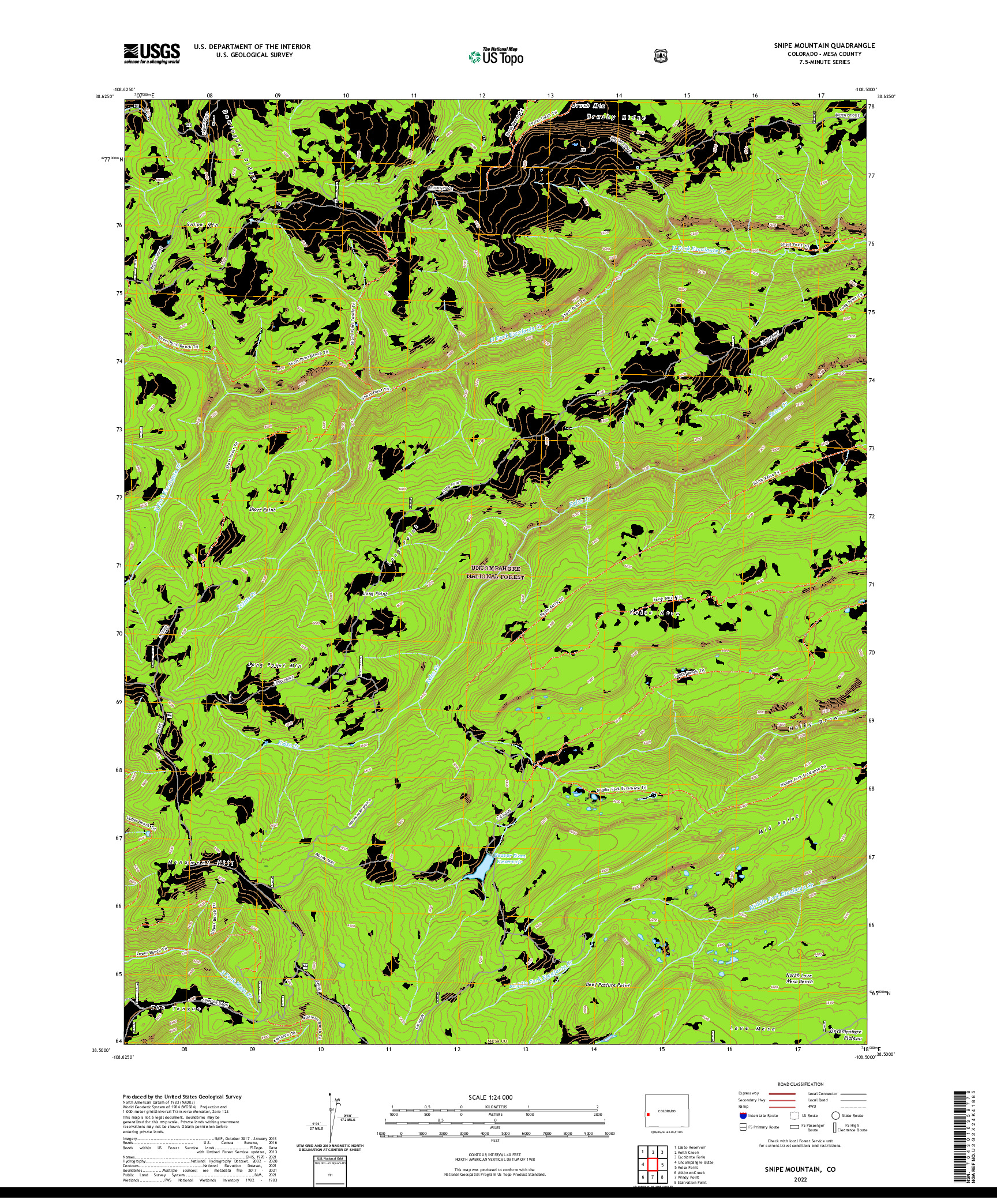 US TOPO 7.5-MINUTE MAP FOR SNIPE MOUNTAIN, CO