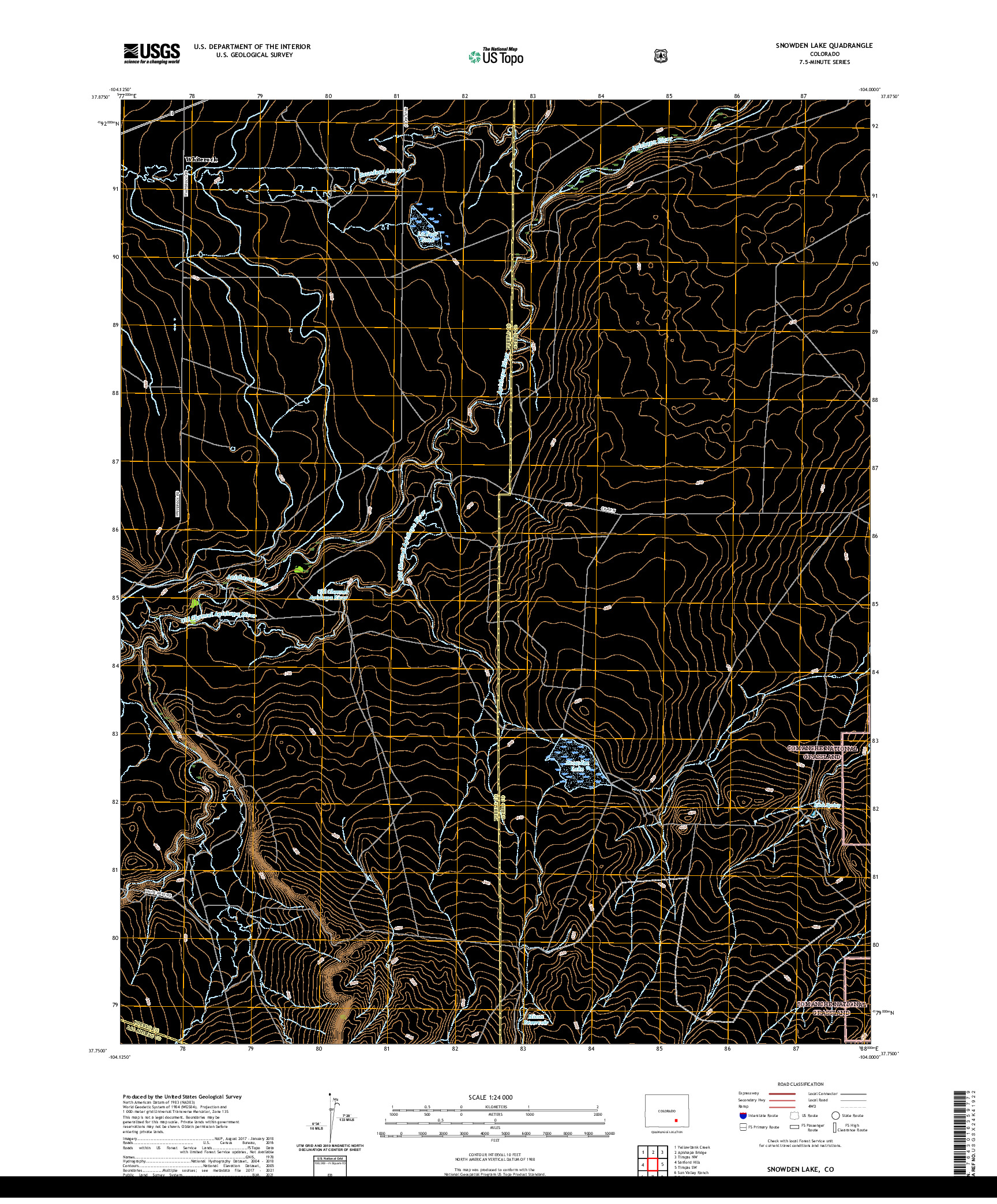 US TOPO 7.5-MINUTE MAP FOR SNOWDEN LAKE, CO