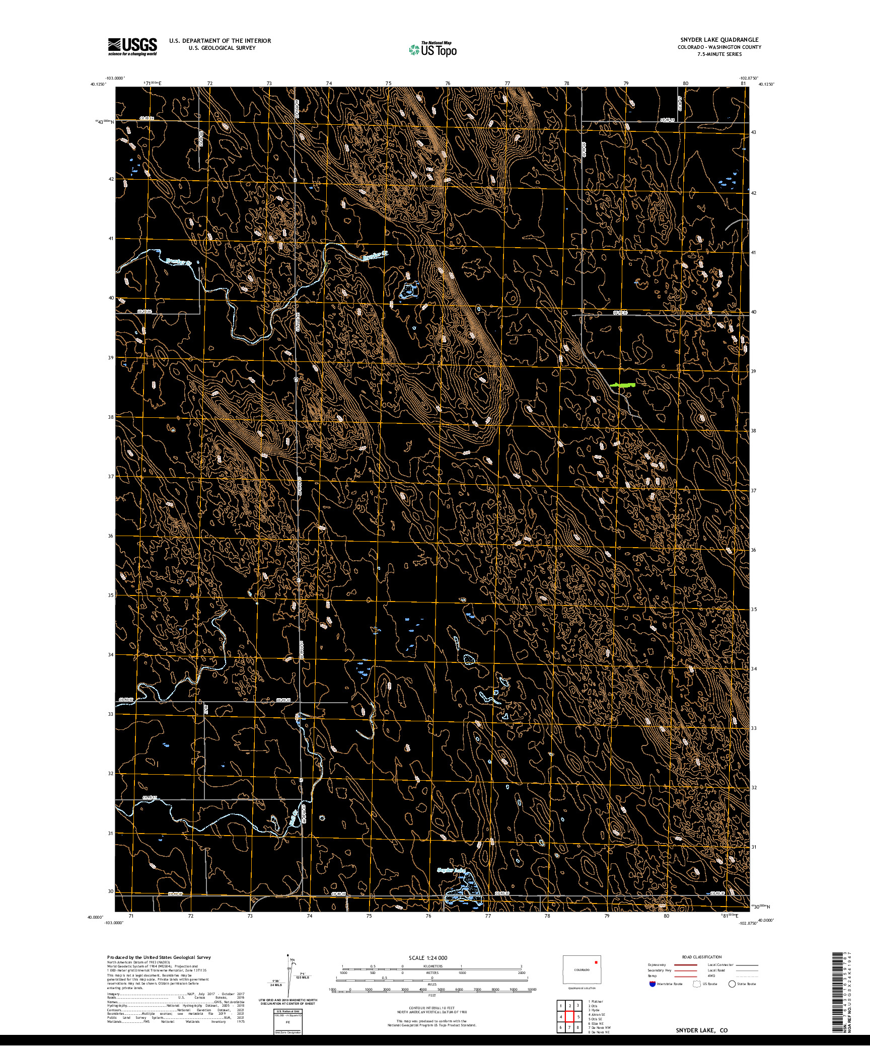 US TOPO 7.5-MINUTE MAP FOR SNYDER LAKE, CO