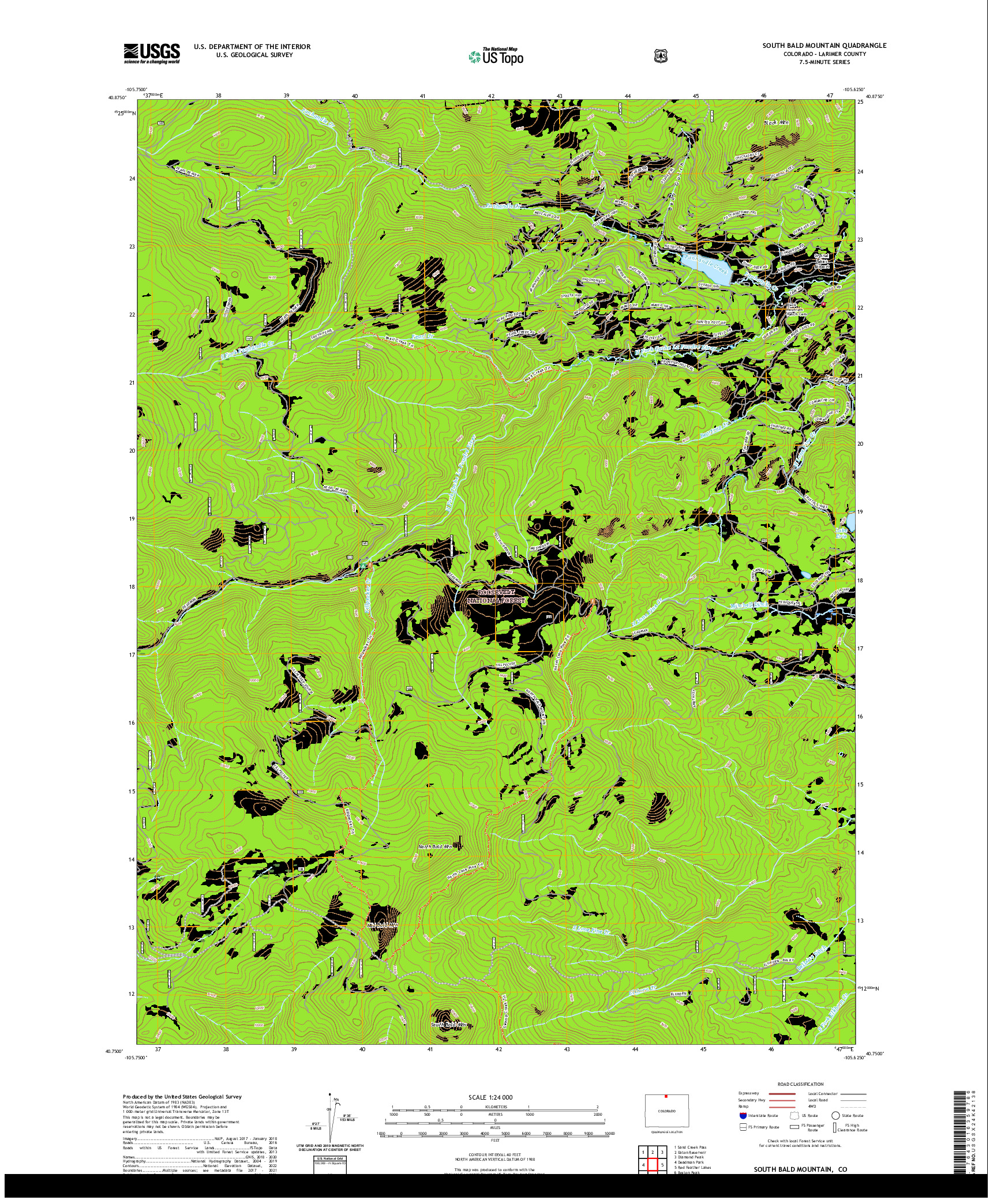 US TOPO 7.5-MINUTE MAP FOR SOUTH BALD MOUNTAIN, CO