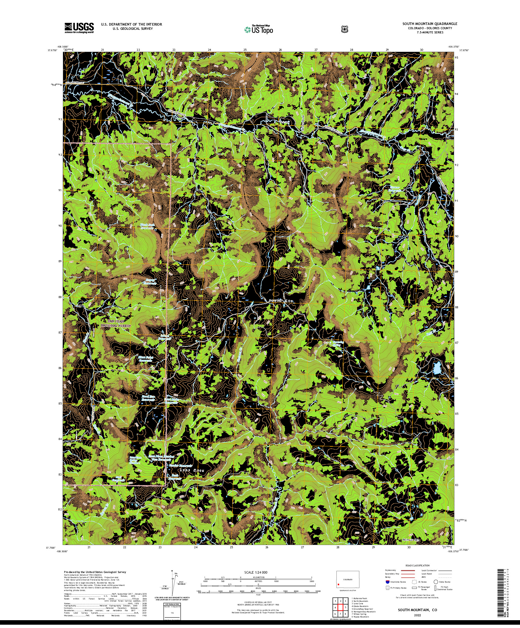 US TOPO 7.5-MINUTE MAP FOR SOUTH MOUNTAIN, CO