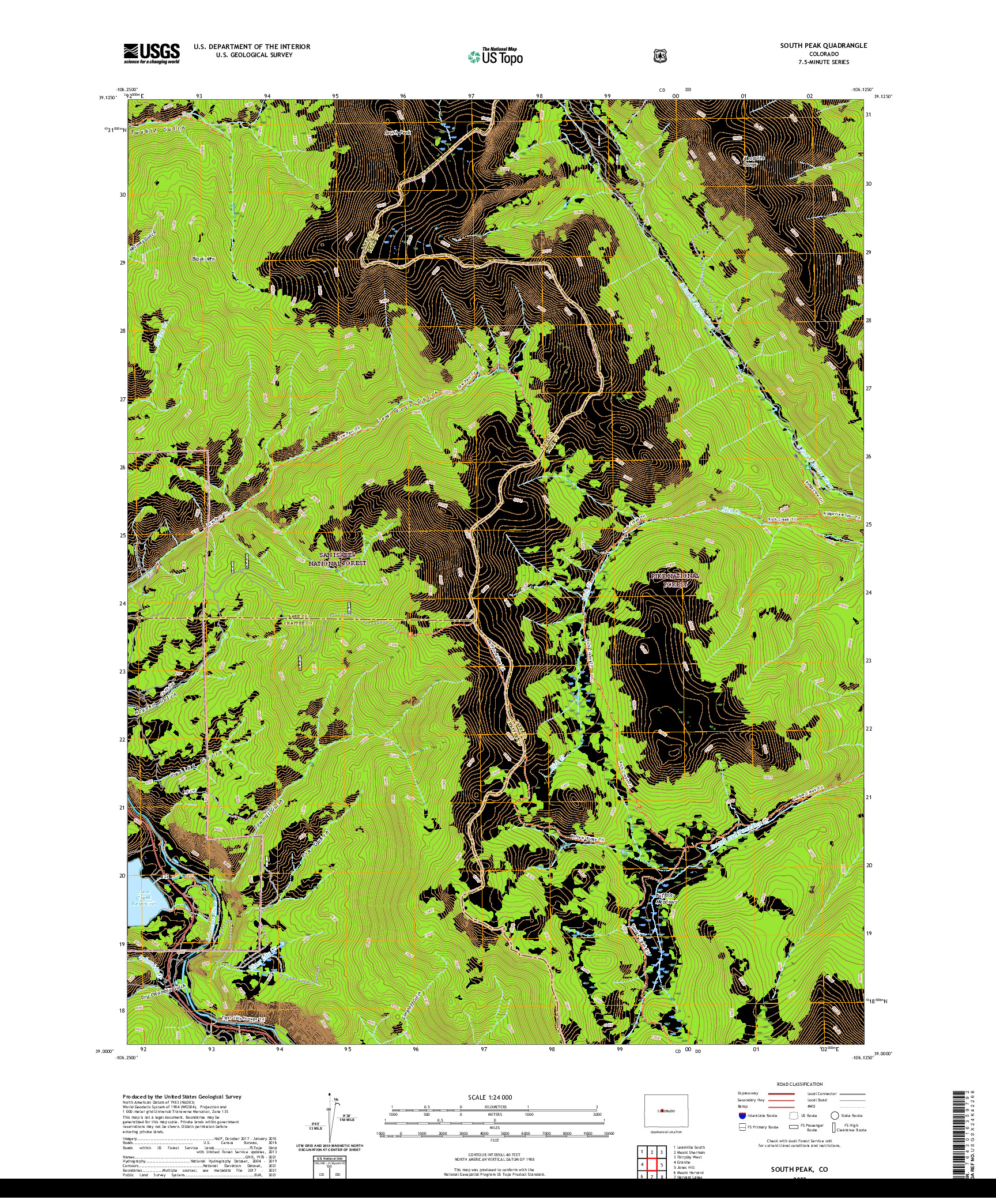 US TOPO 7.5-MINUTE MAP FOR SOUTH PEAK, CO