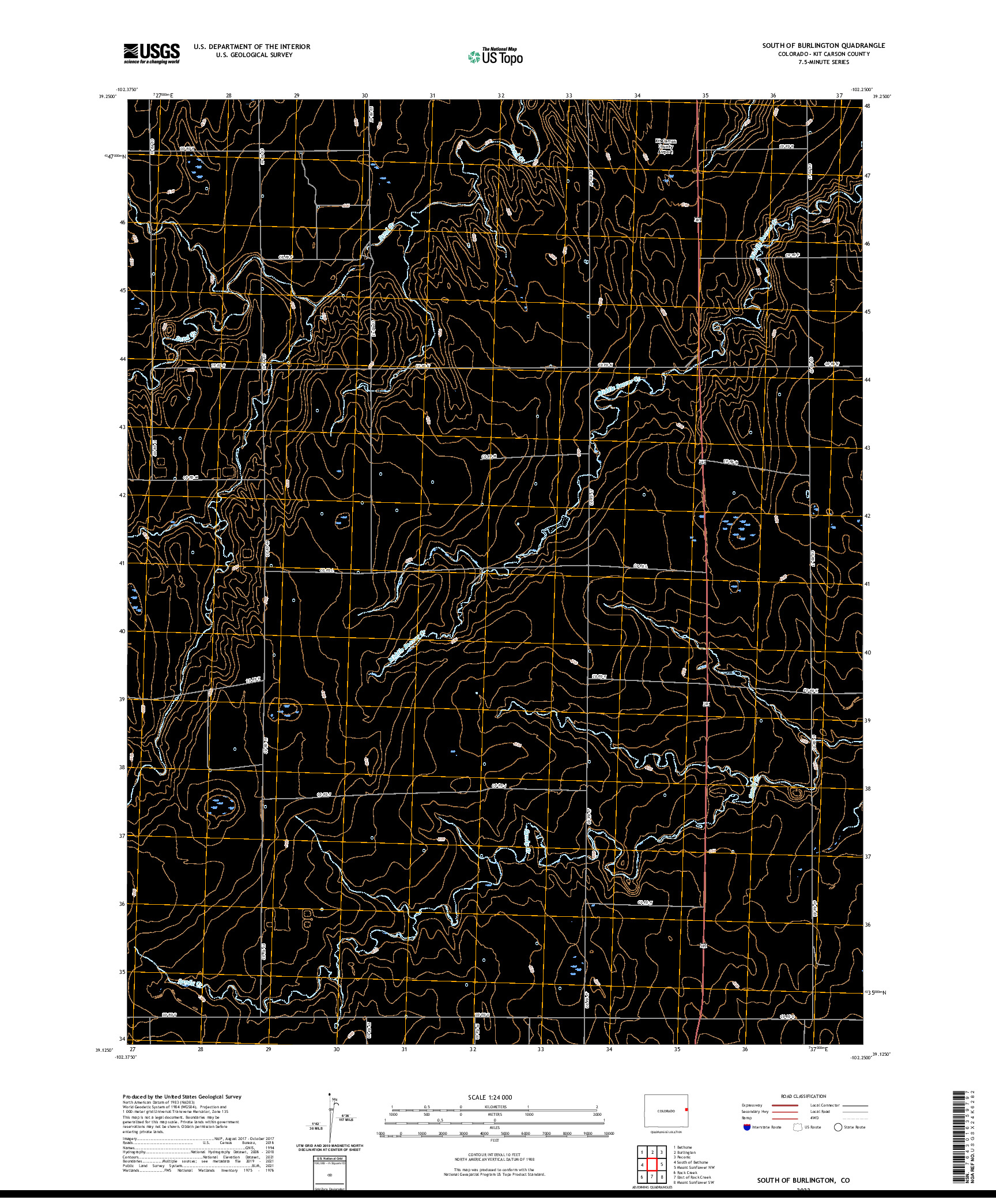 US TOPO 7.5-MINUTE MAP FOR SOUTH OF BURLINGTON, CO