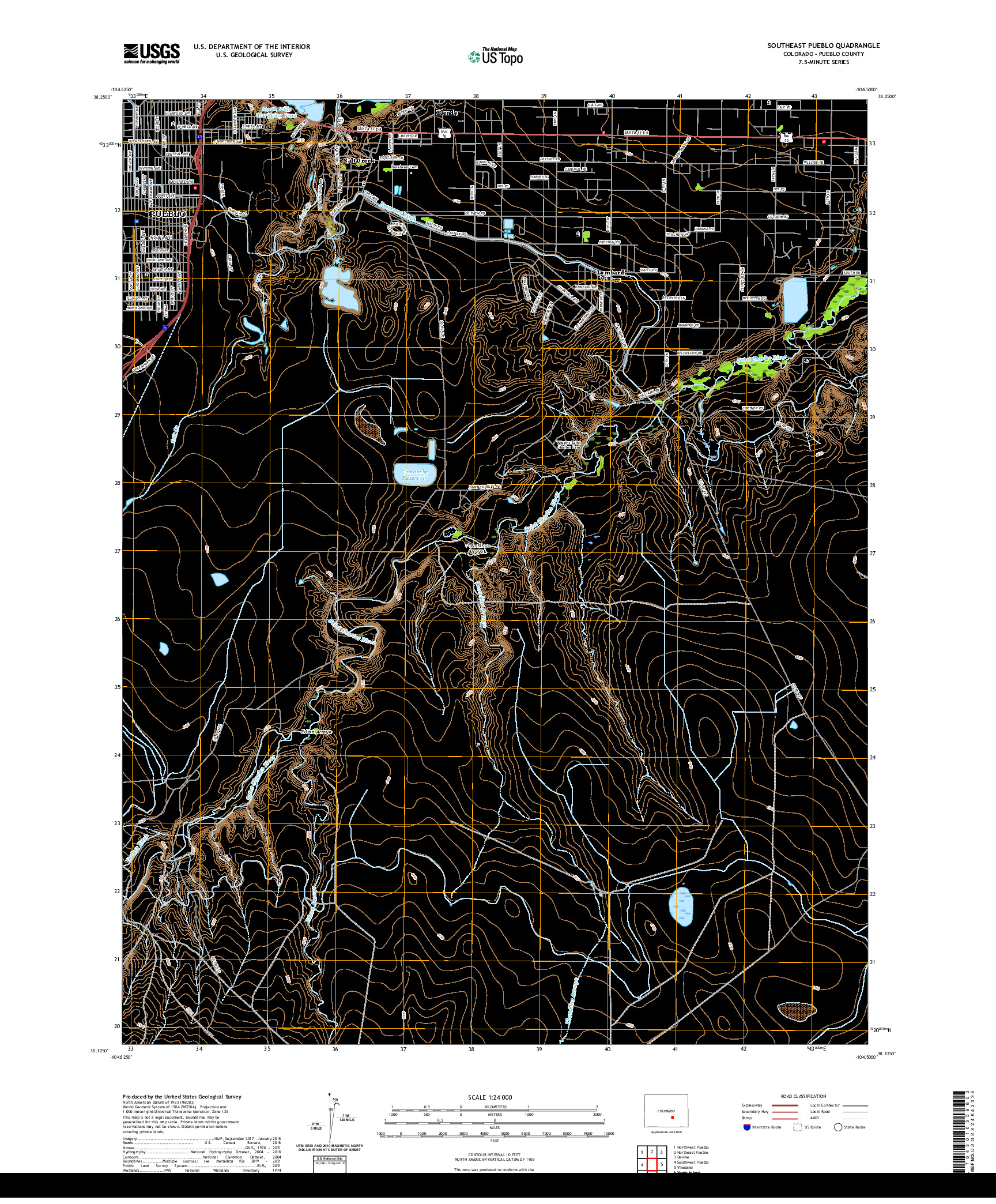 US TOPO 7.5-MINUTE MAP FOR SOUTHEAST PUEBLO, CO