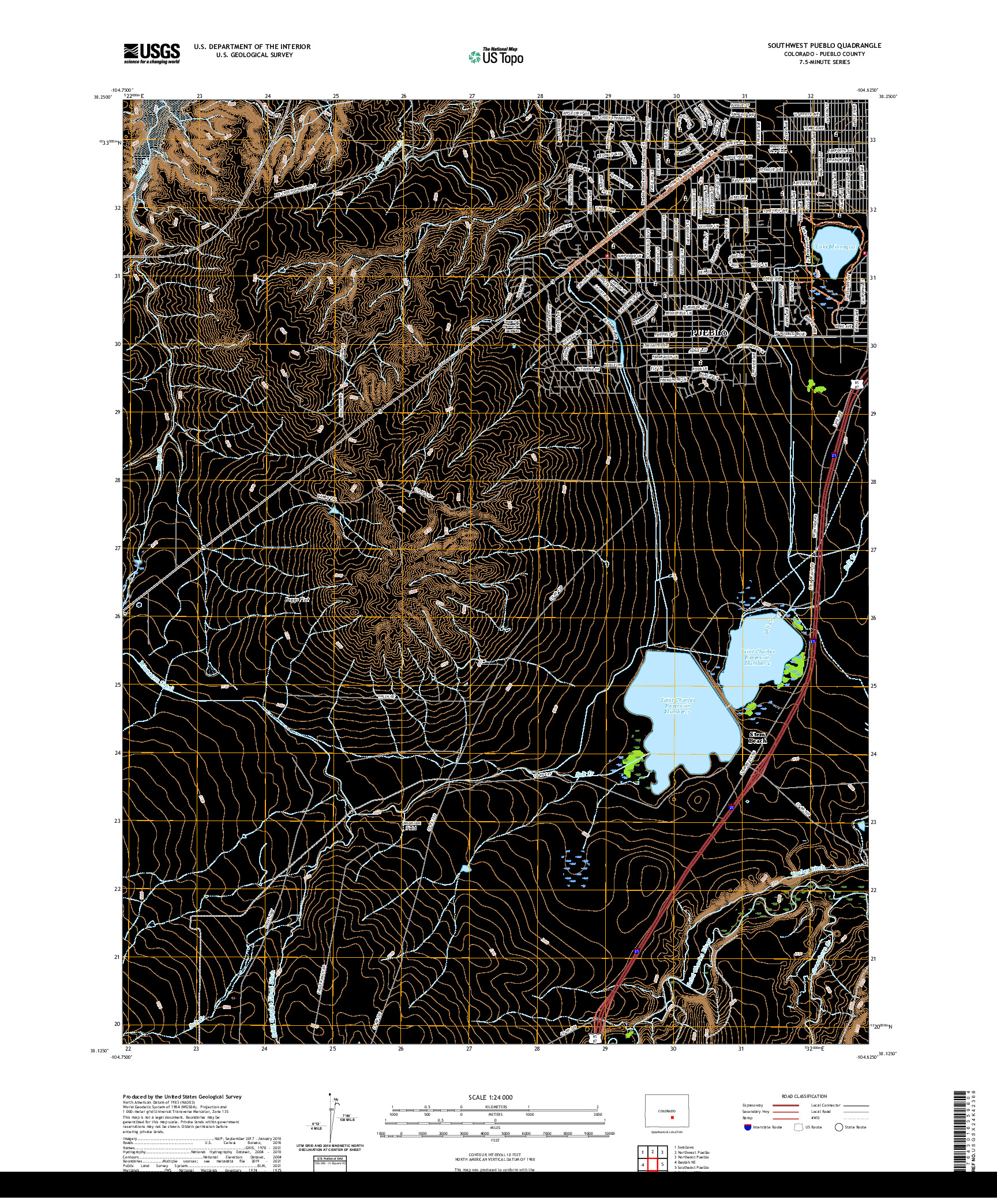 US TOPO 7.5-MINUTE MAP FOR SOUTHWEST PUEBLO, CO