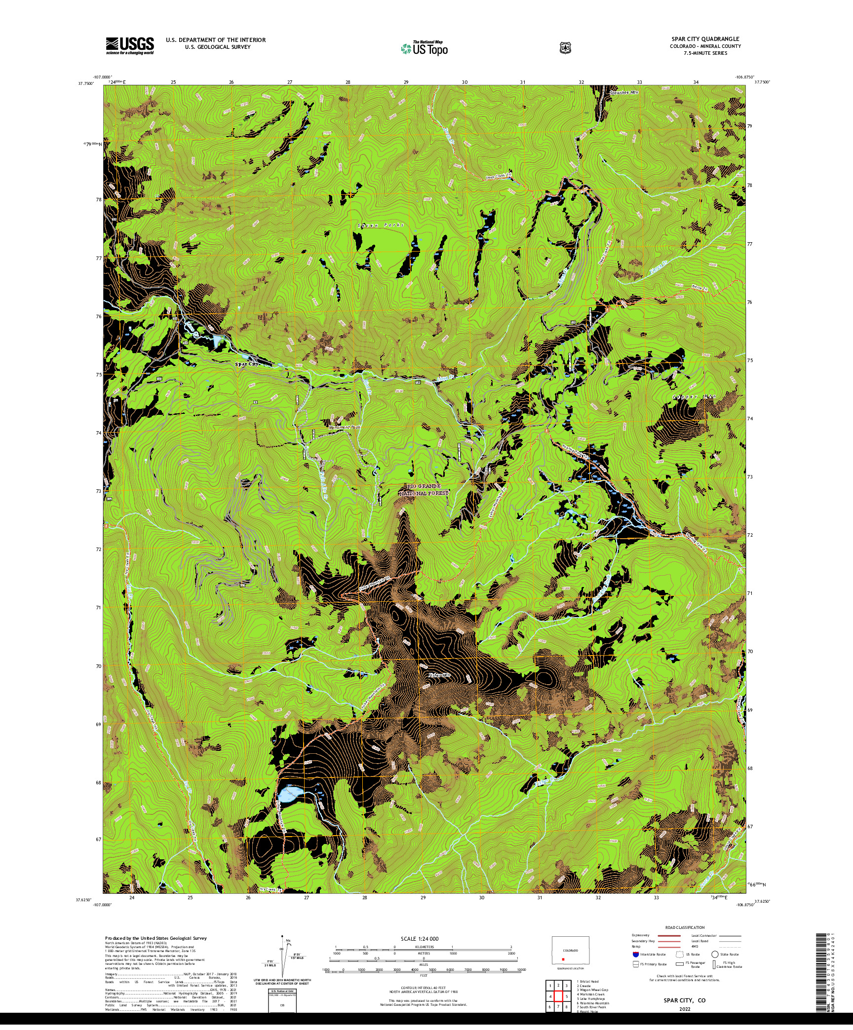 US TOPO 7.5-MINUTE MAP FOR SPAR CITY, CO