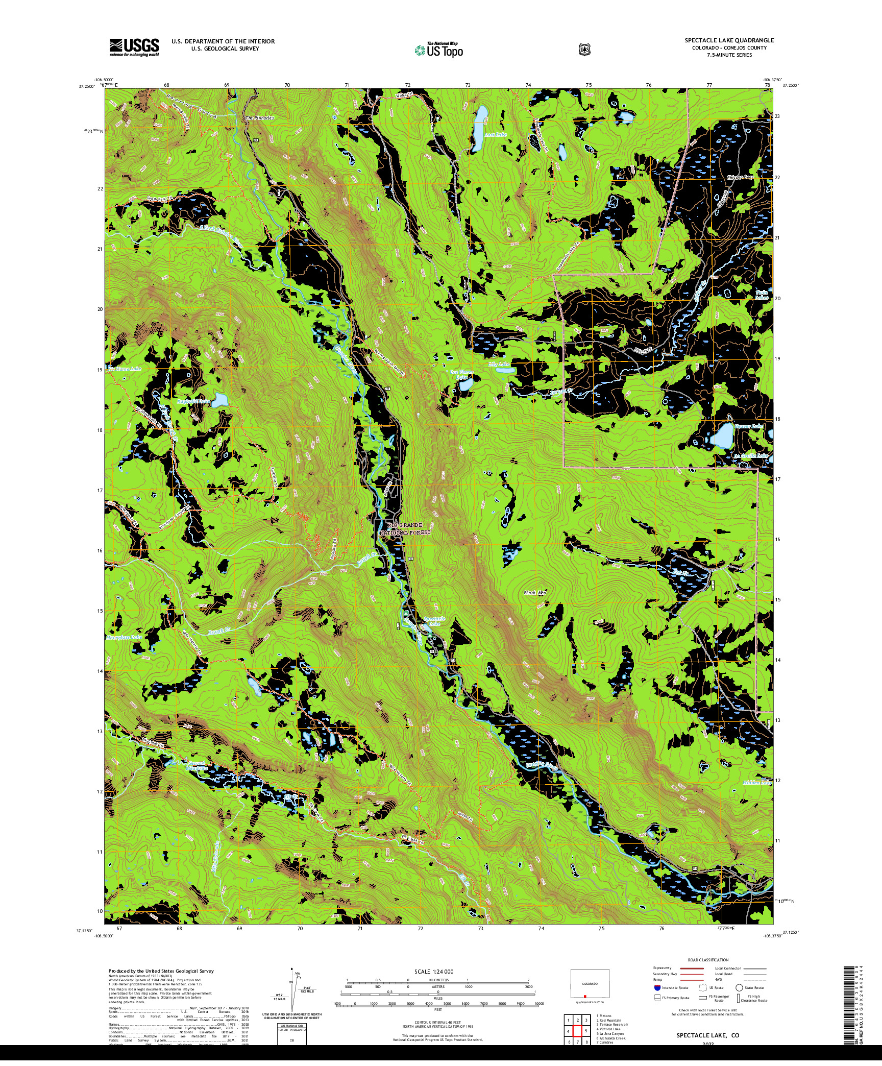 US TOPO 7.5-MINUTE MAP FOR SPECTACLE LAKE, CO