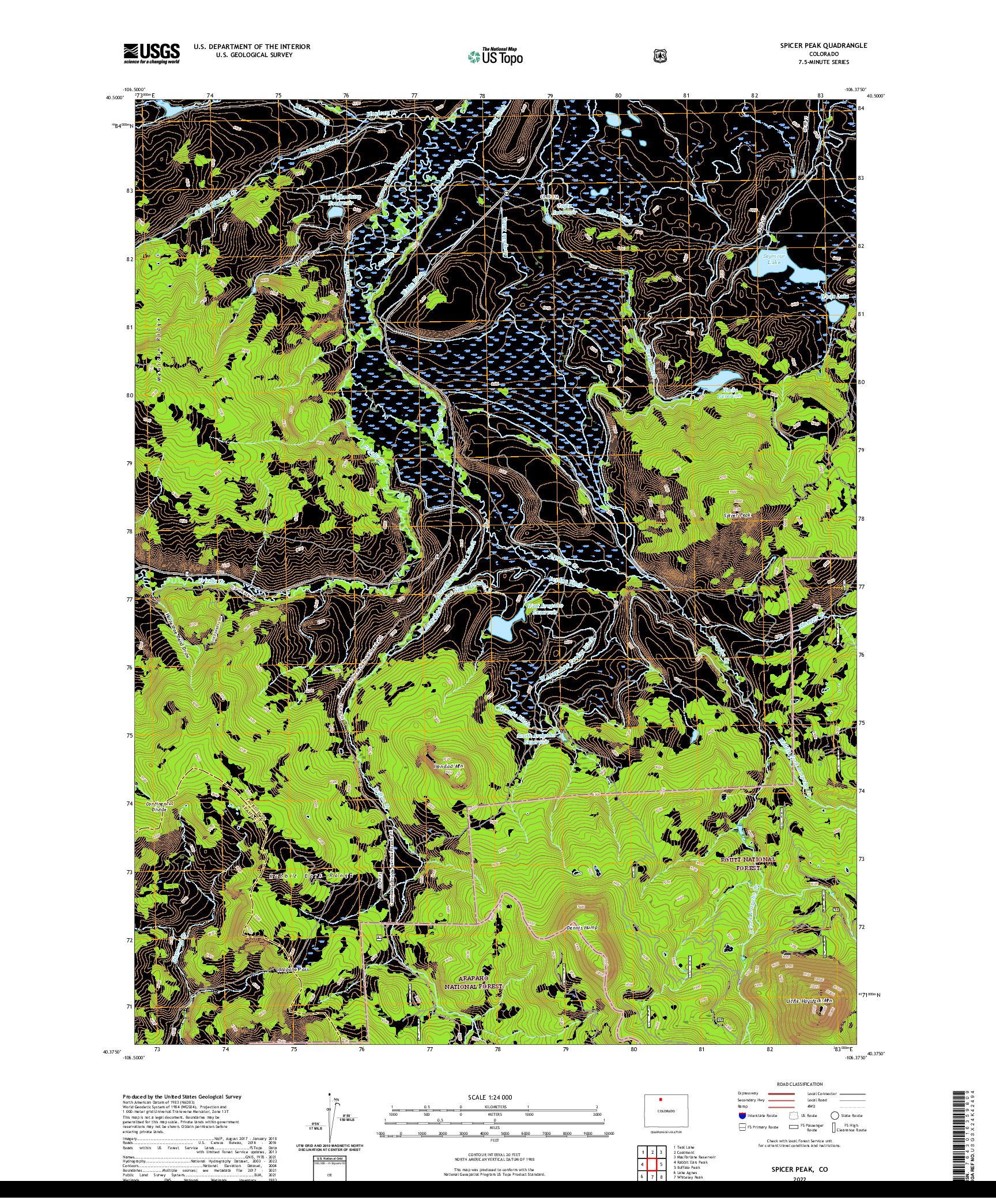 US TOPO 7.5-MINUTE MAP FOR SPICER PEAK, CO