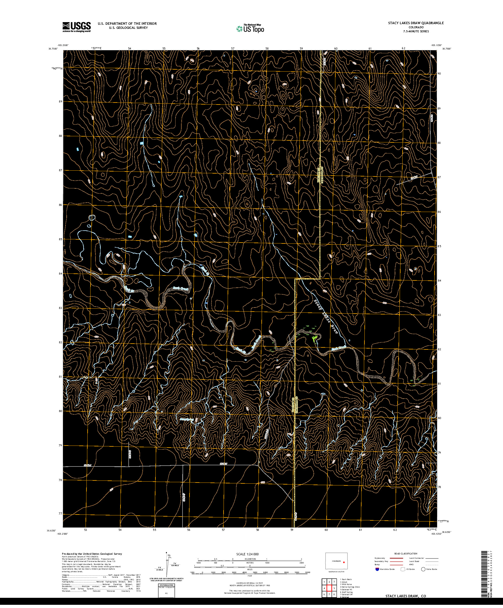 US TOPO 7.5-MINUTE MAP FOR STACY LAKES DRAW, CO