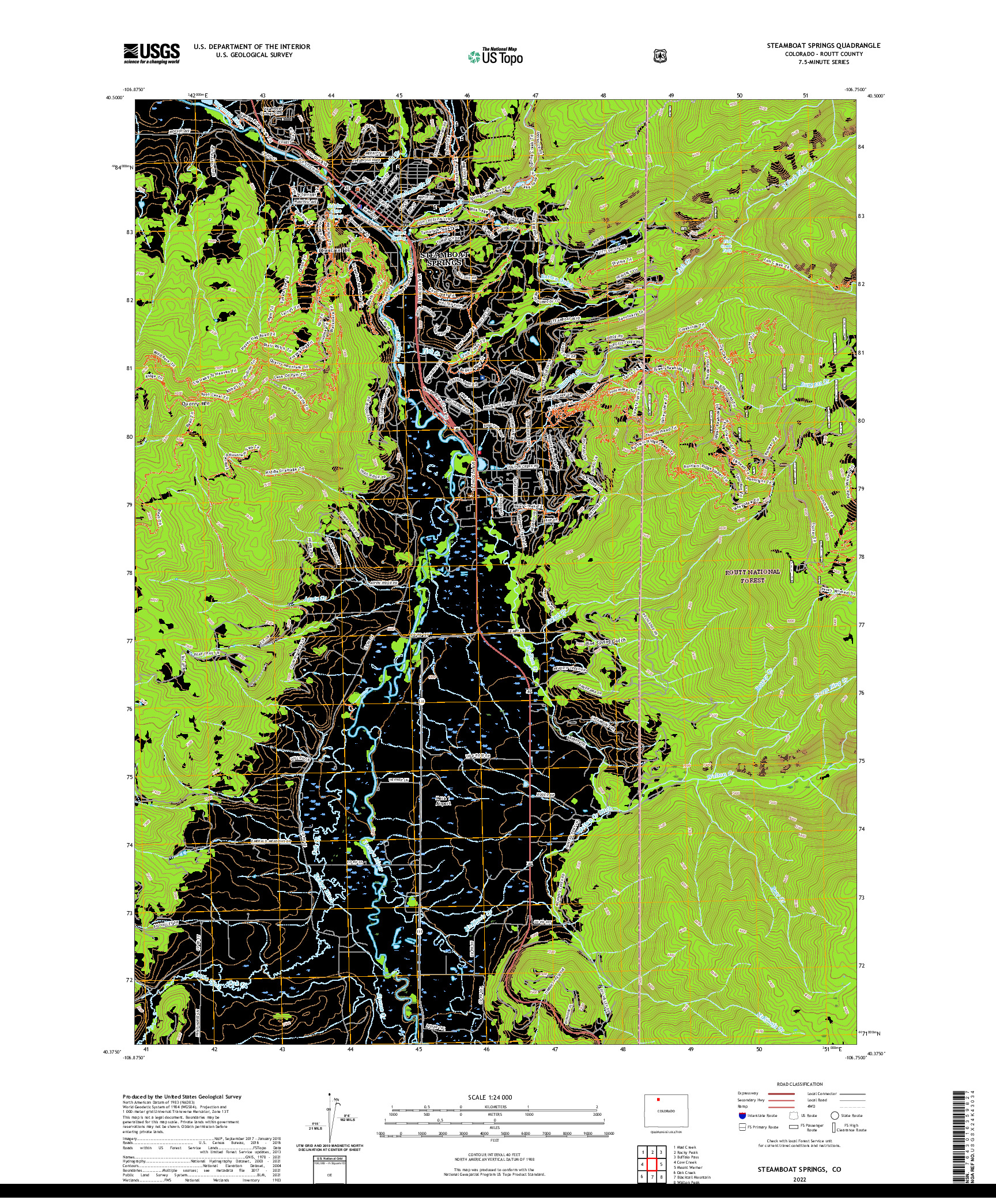 US TOPO 7.5-MINUTE MAP FOR STEAMBOAT SPRINGS, CO