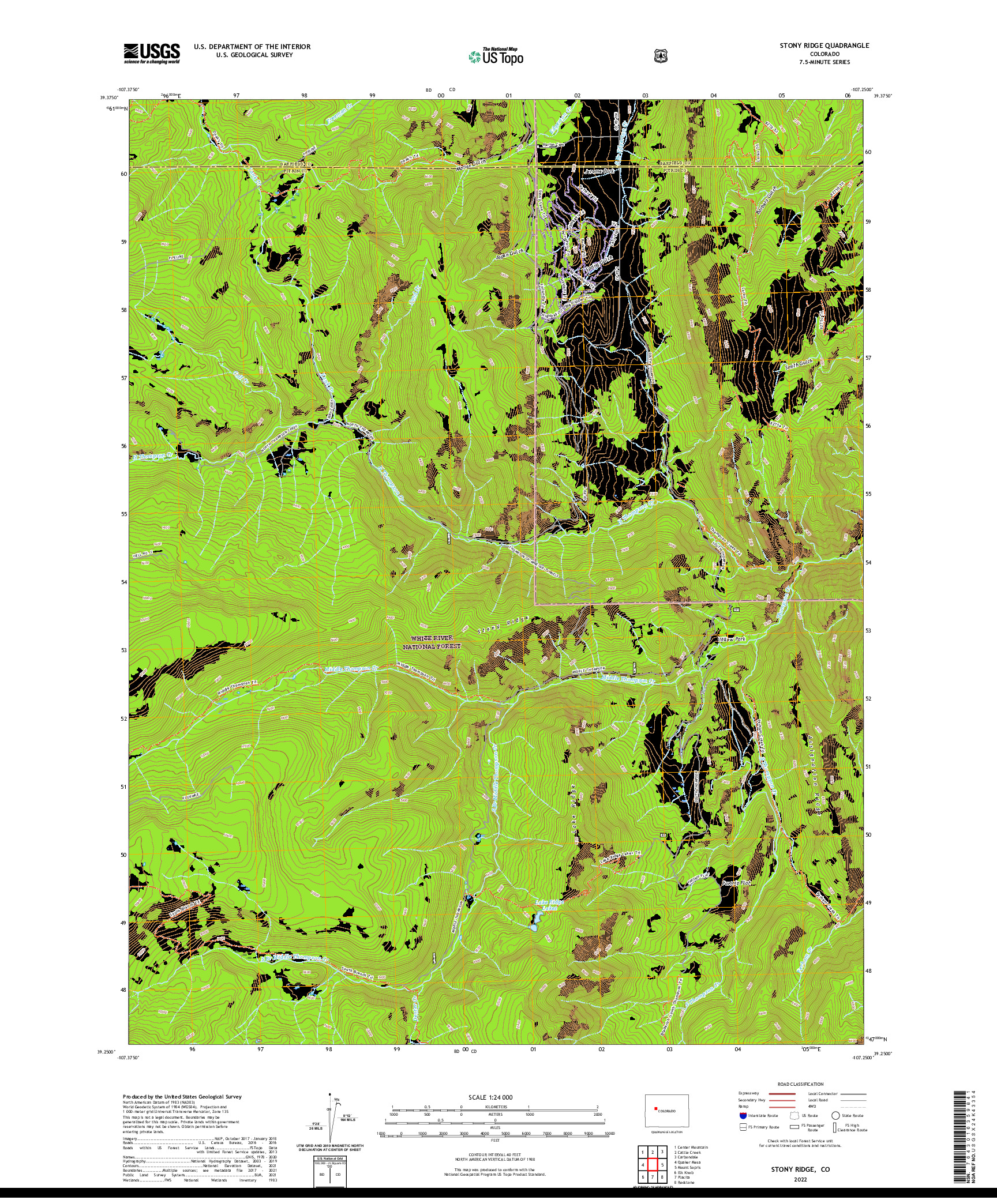 US TOPO 7.5-MINUTE MAP FOR STONY RIDGE, CO