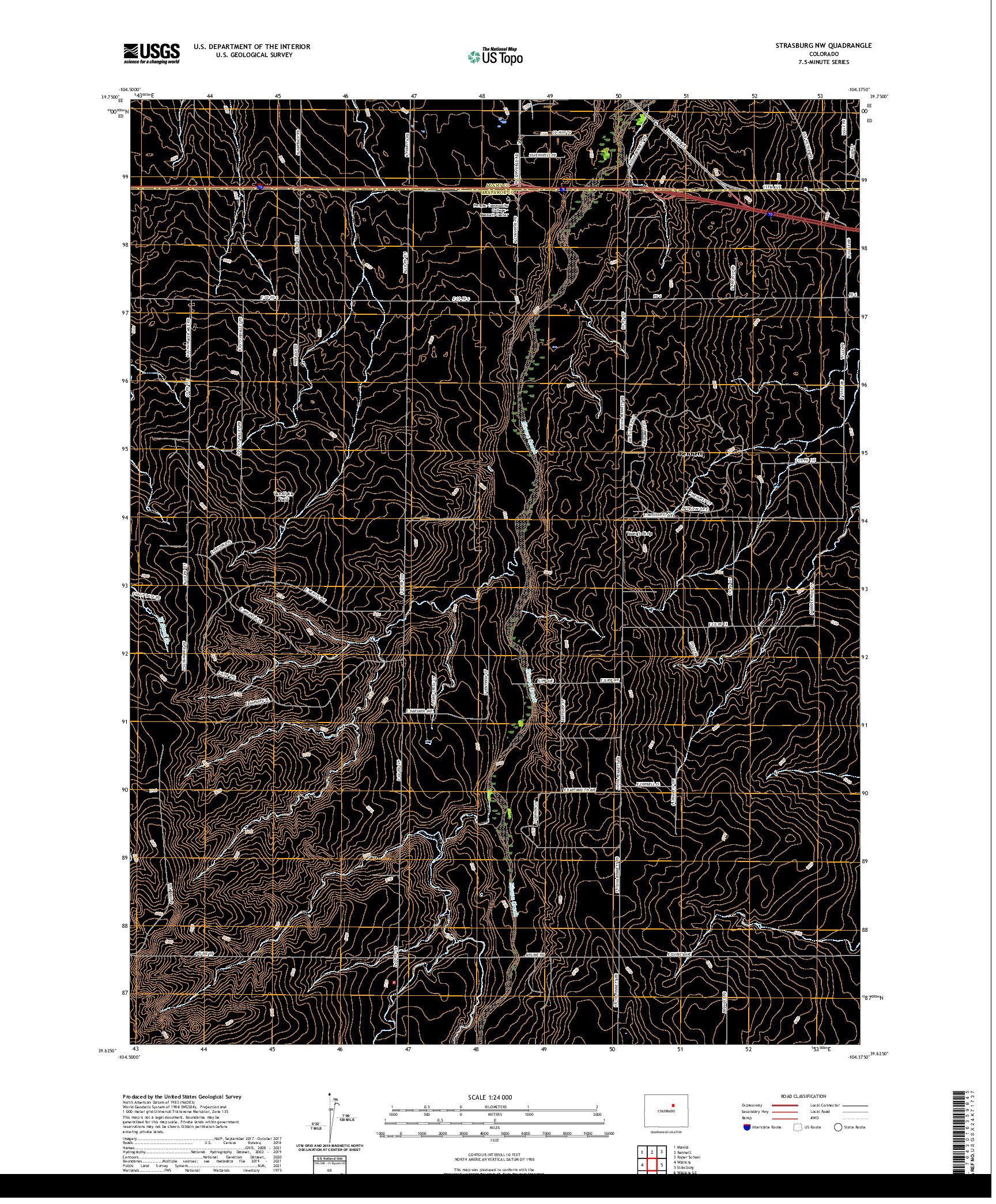 US TOPO 7.5-MINUTE MAP FOR STRASBURG NW, CO