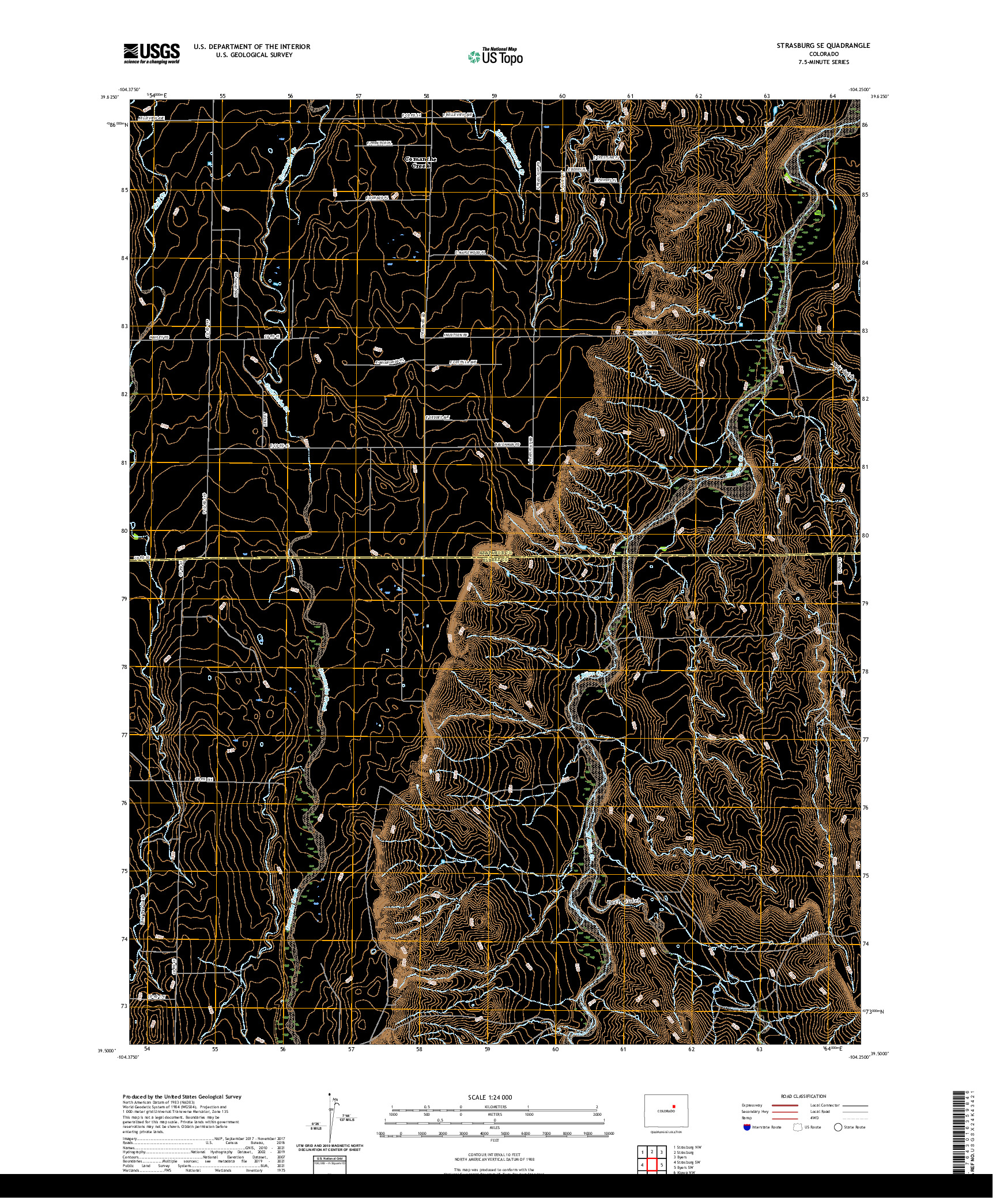 US TOPO 7.5-MINUTE MAP FOR STRASBURG SE, CO